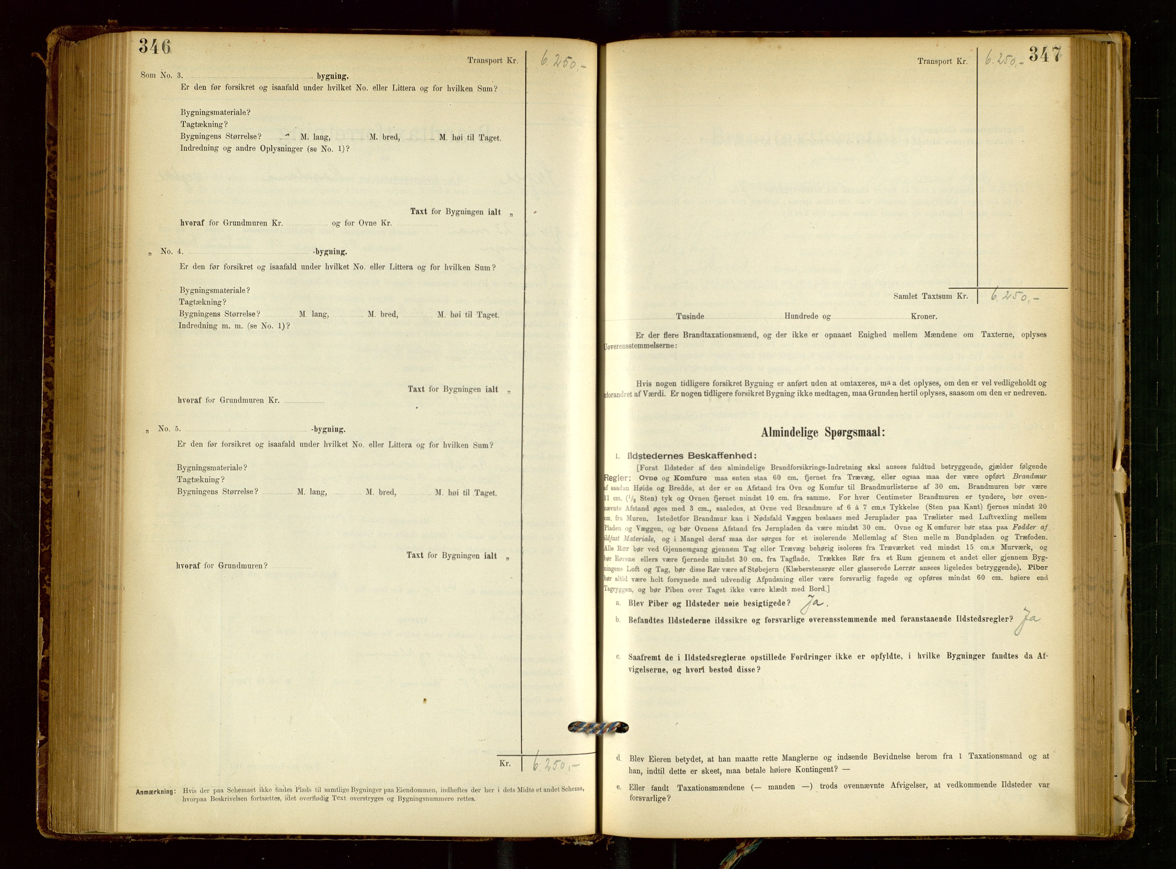 Skjold lensmannskontor, SAST/A-100182/Gob/L0001: "Brandtaxationsprotokol for Skjold Lensmandsdistrikt Ryfylke Fogderi", 1894-1939, p. 346-347