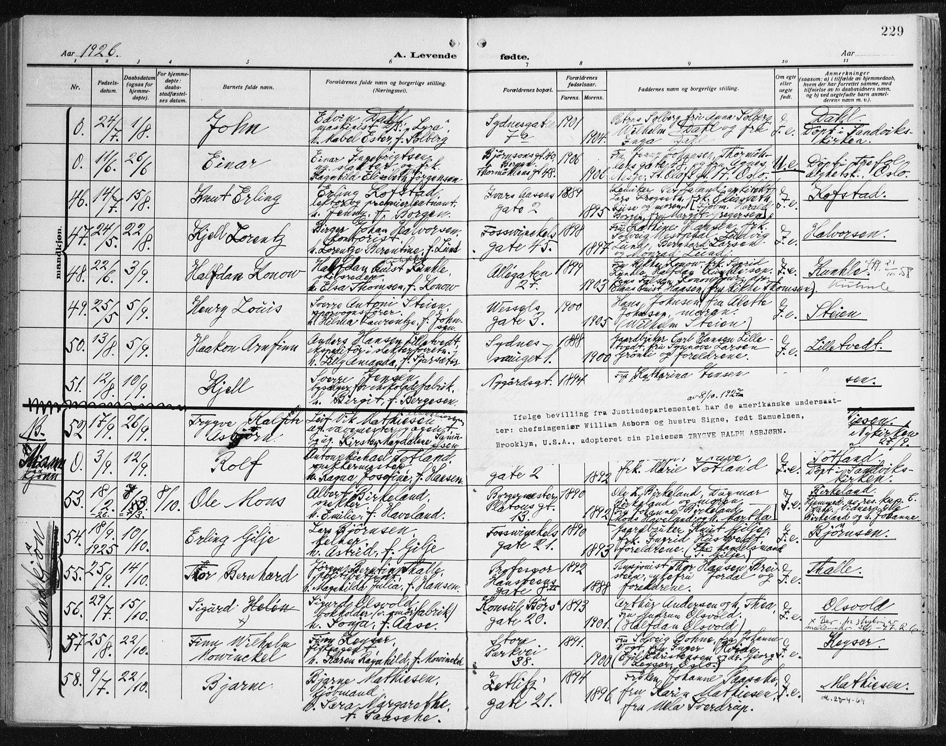 Johanneskirken sokneprestembete, AV/SAB-A-76001/H/Haa: Parish register (official) no. A 3, 1913-1934, p. 229