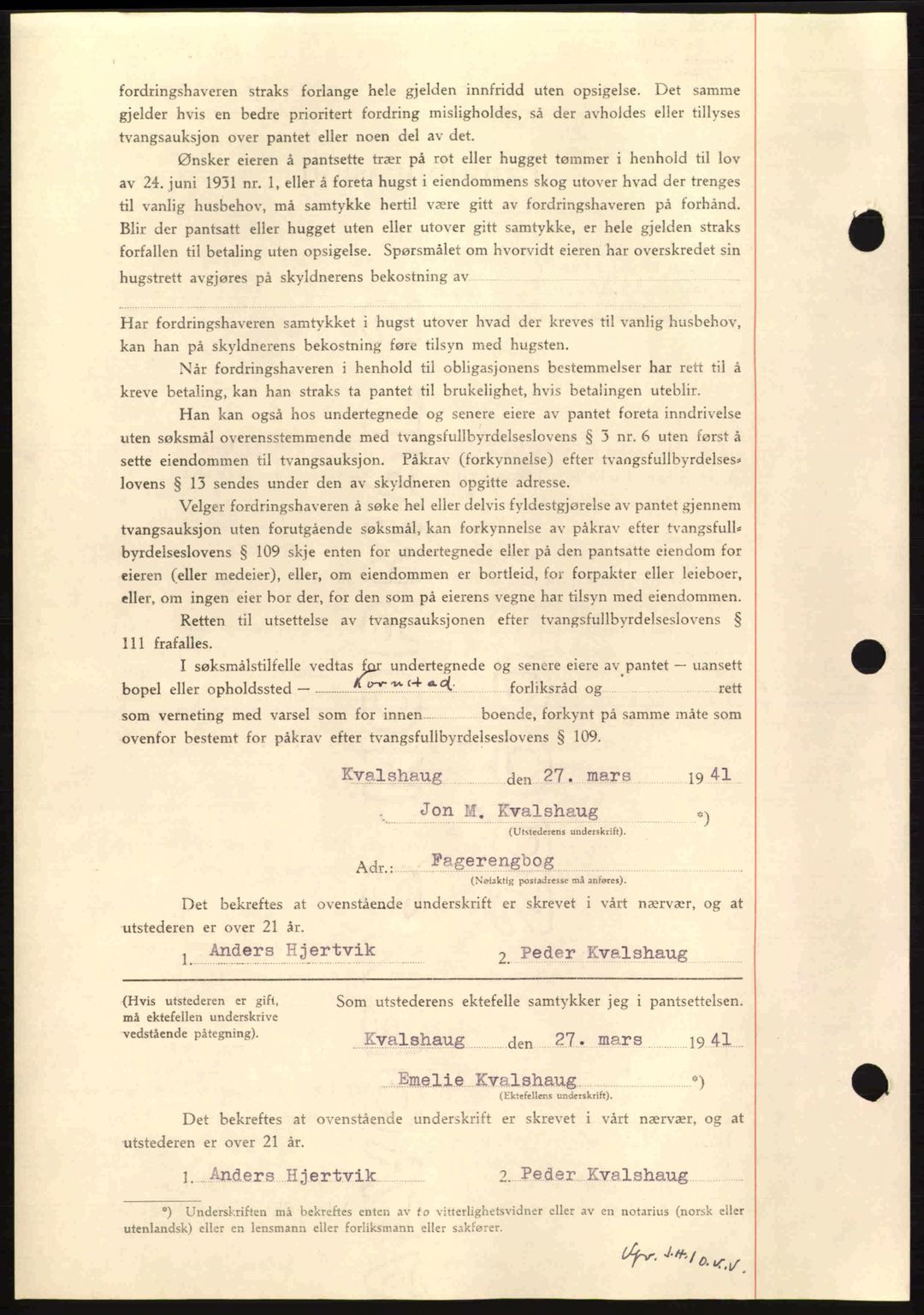 Nordmøre sorenskriveri, AV/SAT-A-4132/1/2/2Ca: Mortgage book no. B87, 1940-1941, Diary no: : 637/1941