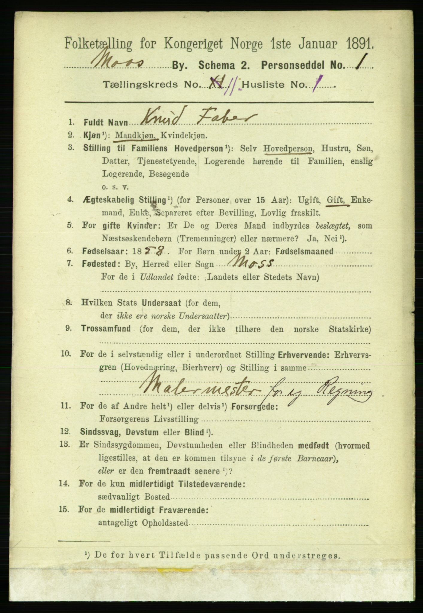 RA, 1891 census for 0104 Moss, 1891, p. 6019