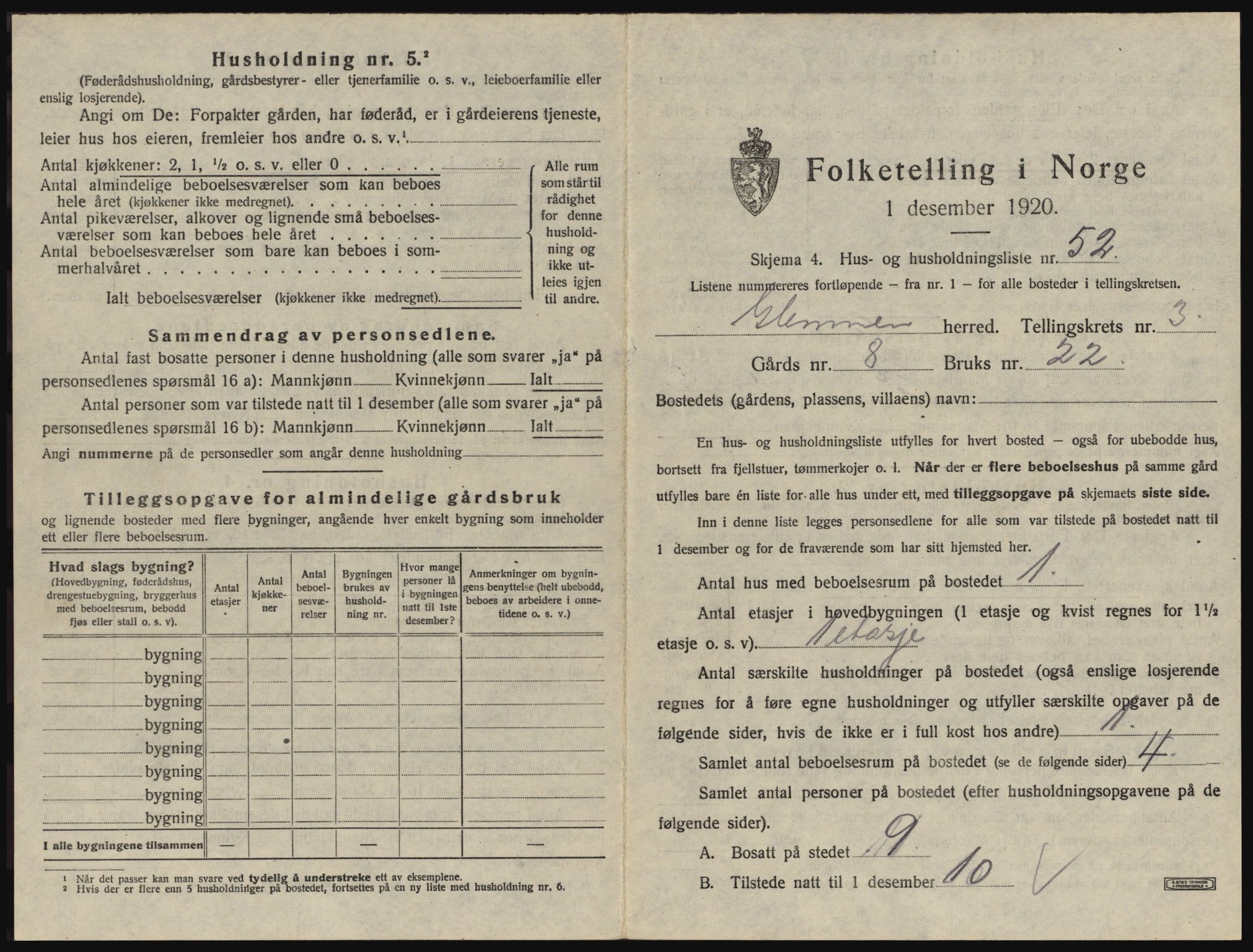 SAO, 1920 census for Glemmen, 1920, p. 553