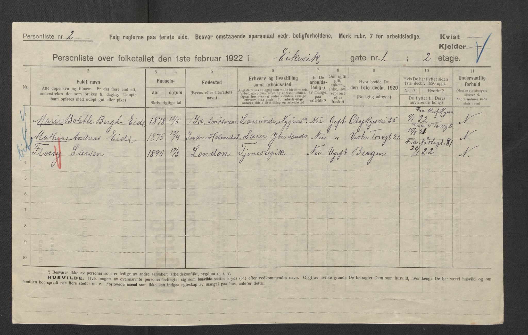 SAB, Municipal Census 1922 for Bergen, 1922, p. 6637