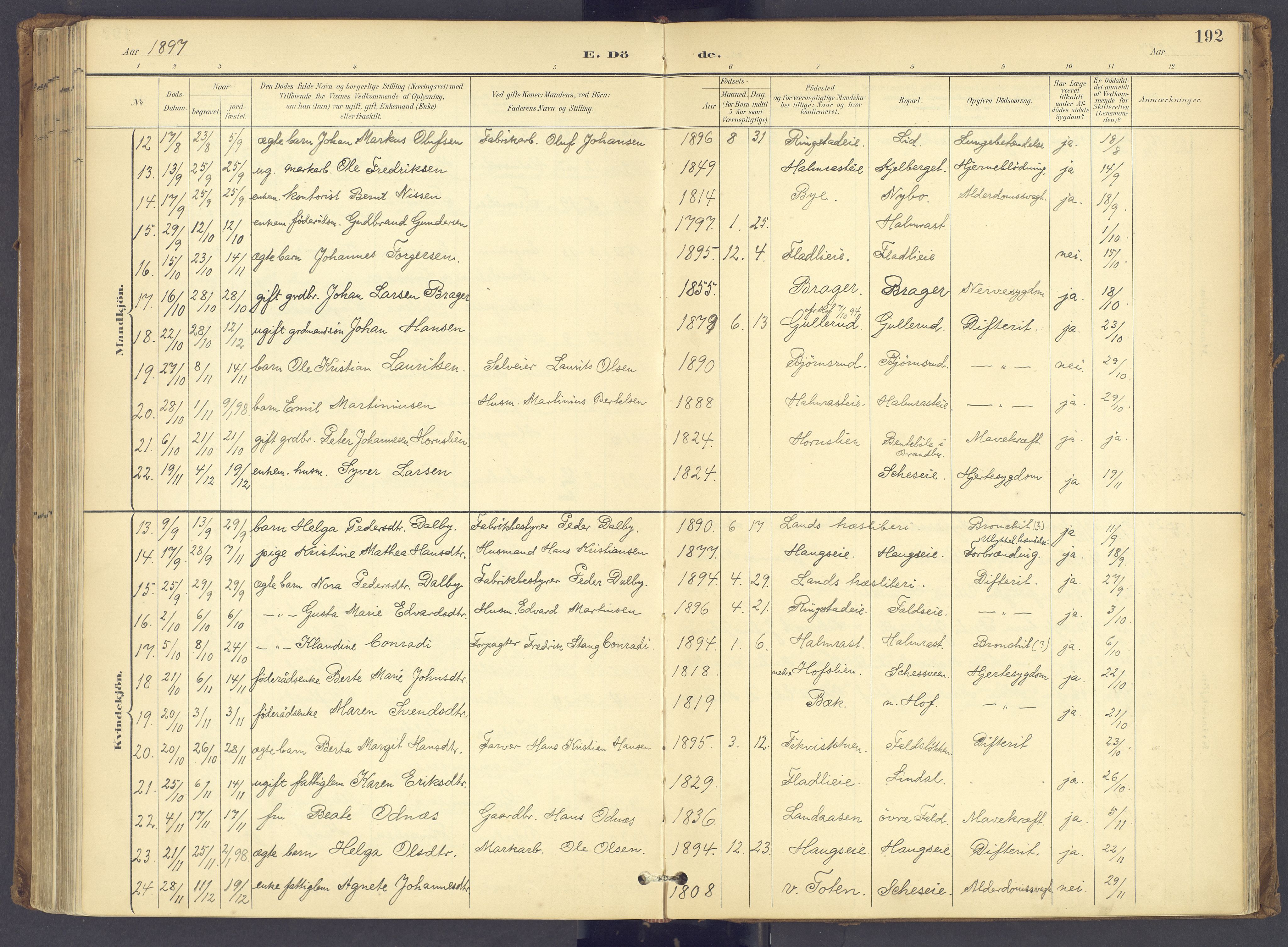 Søndre Land prestekontor, SAH/PREST-122/K/L0006: Parish register (official) no. 6, 1895-1904, p. 192