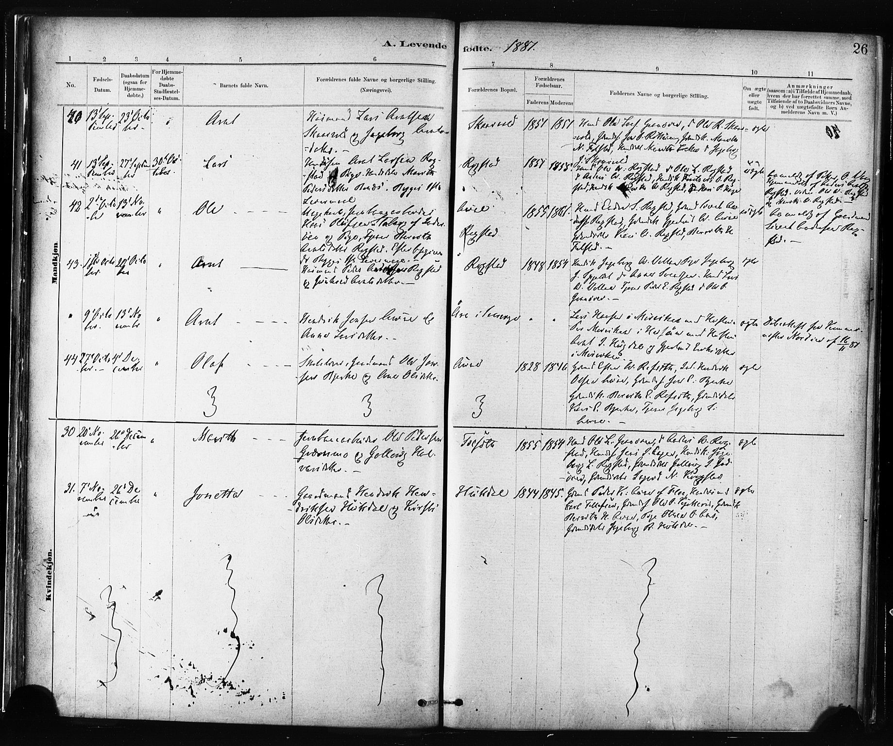 Ministerialprotokoller, klokkerbøker og fødselsregistre - Sør-Trøndelag, AV/SAT-A-1456/687/L1002: Parish register (official) no. 687A08, 1878-1890, p. 26