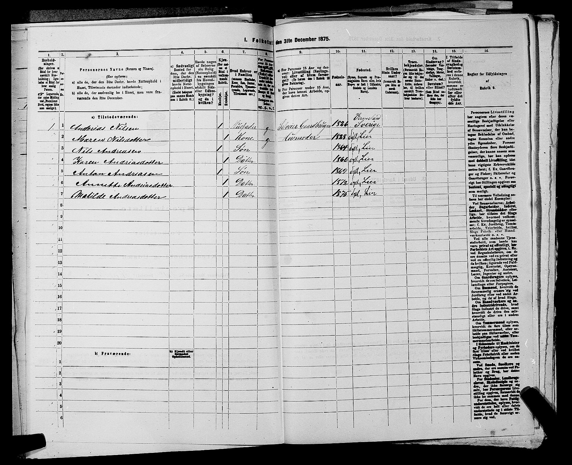 SAKO, 1875 census for 0626P Lier, 1875, p. 2290