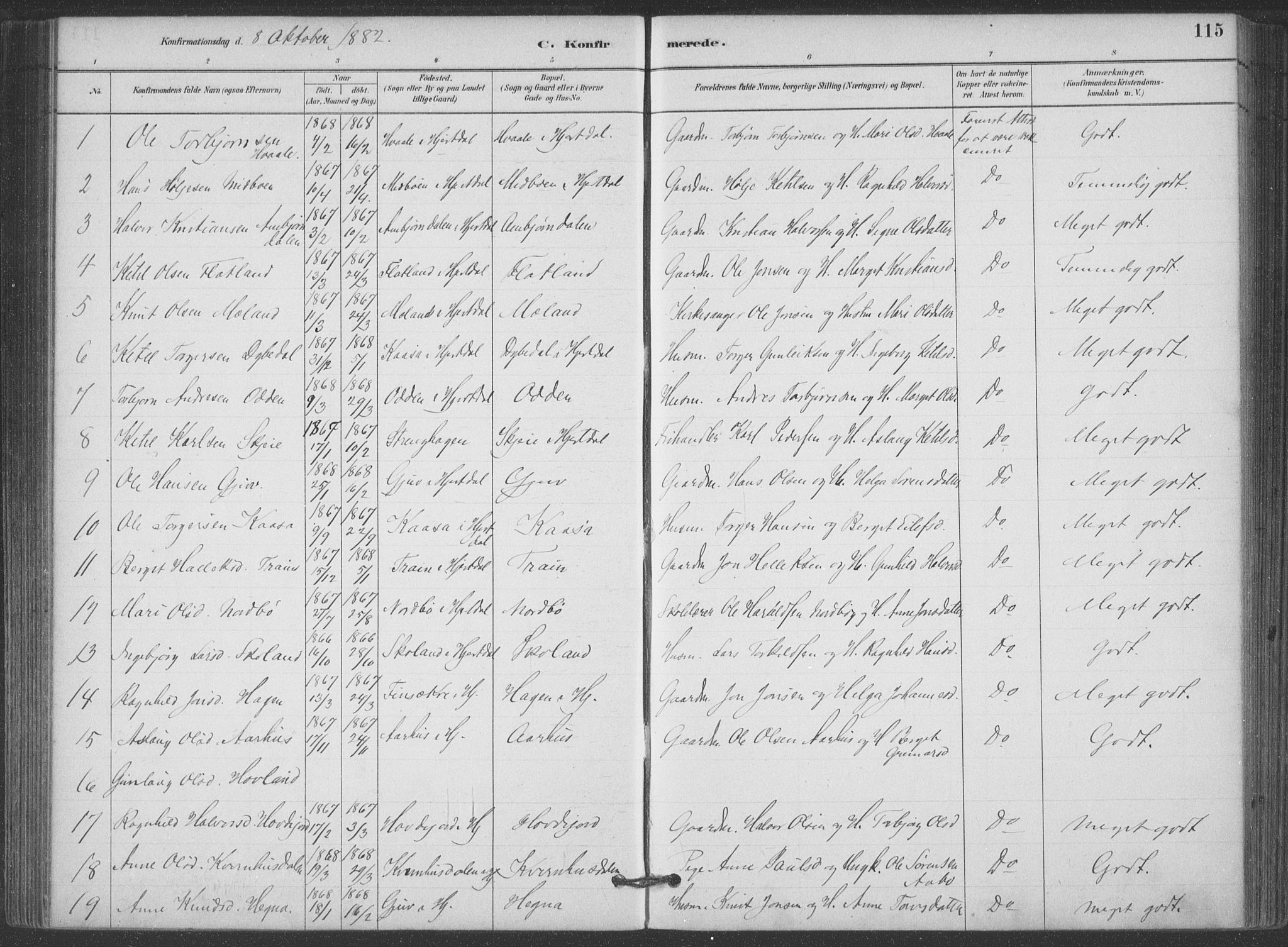 Hjartdal kirkebøker, SAKO/A-270/F/Fa/L0010: Parish register (official) no. I 10, 1880-1929, p. 115