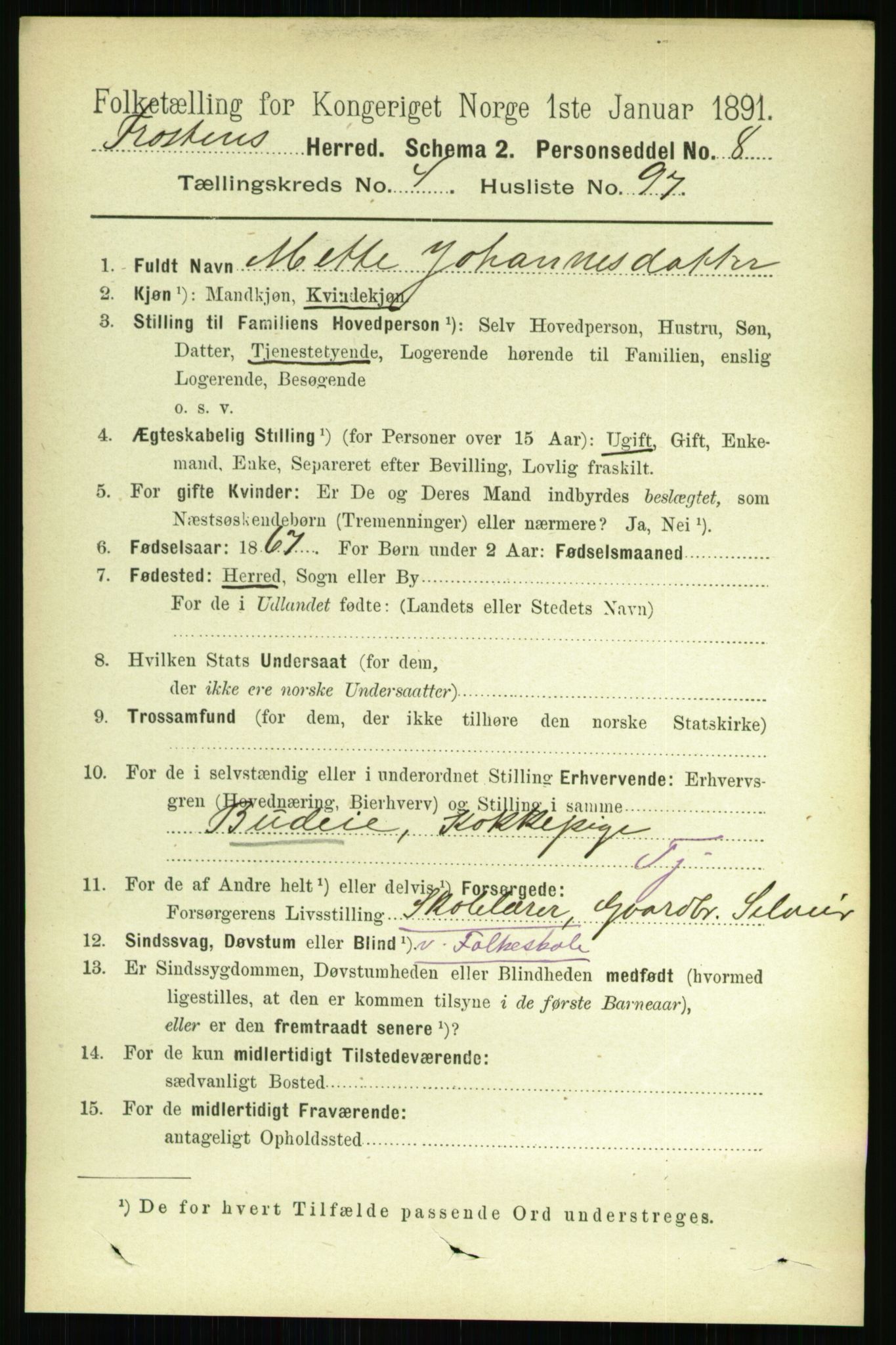 RA, 1891 census for 1717 Frosta, 1891, p. 3237