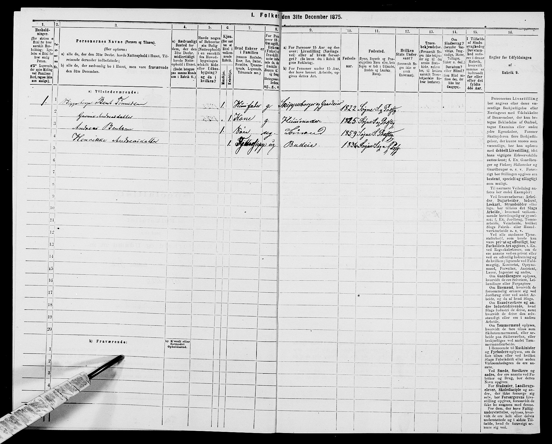 SAK, 1875 census for 1018P Søgne, 1875, p. 475