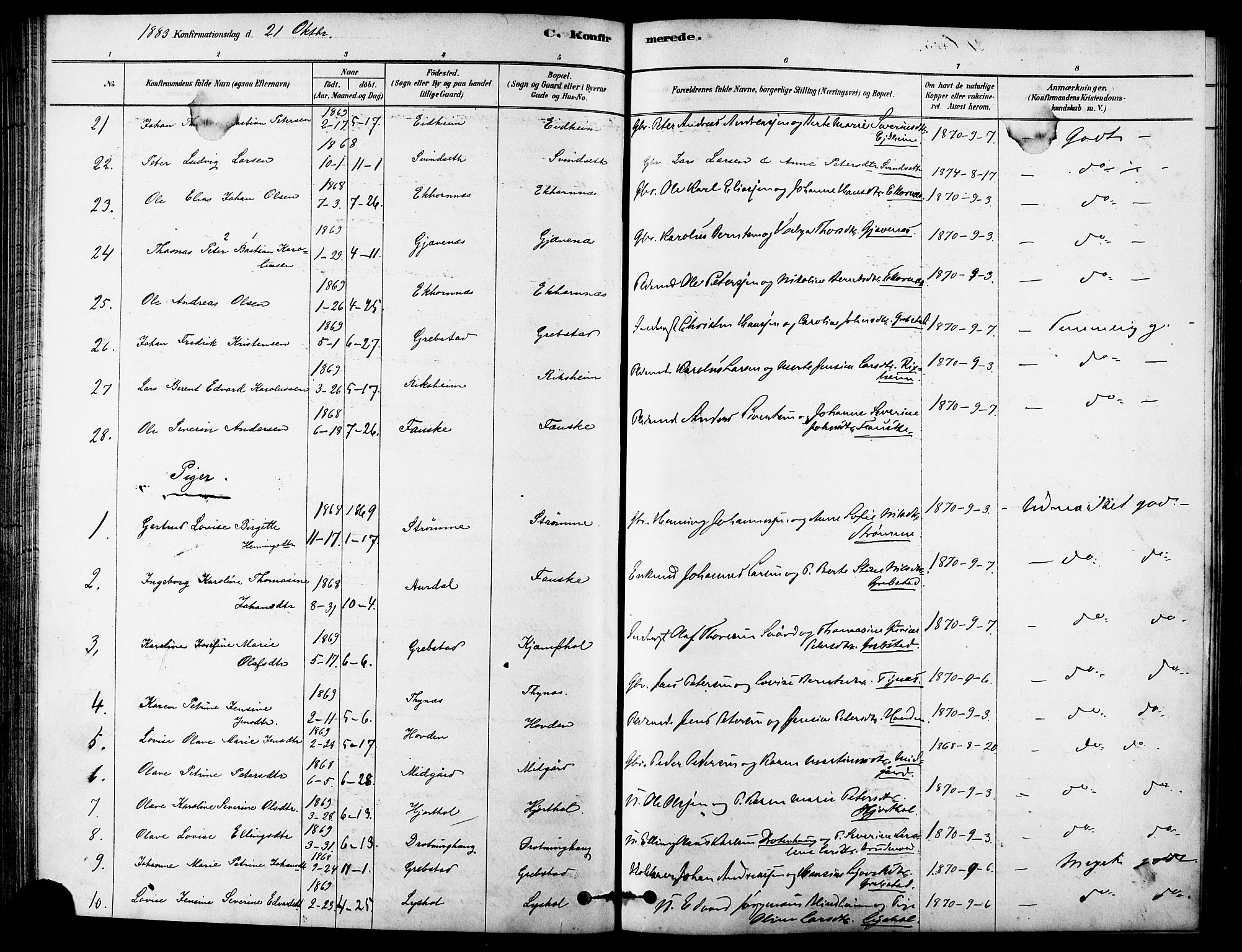 Ministerialprotokoller, klokkerbøker og fødselsregistre - Møre og Romsdal, AV/SAT-A-1454/523/L0334: Parish register (official) no. 523A01, 1878-1891