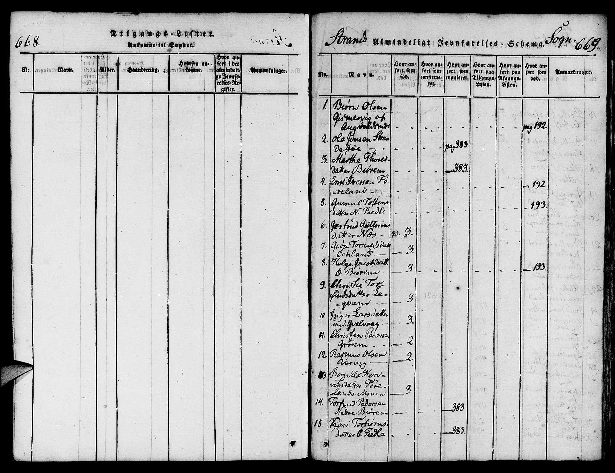 Strand sokneprestkontor, SAST/A-101828/H/Ha/Haa/L0004: Parish register (official) no. A 4 /1, 1816-1833, p. 668-669