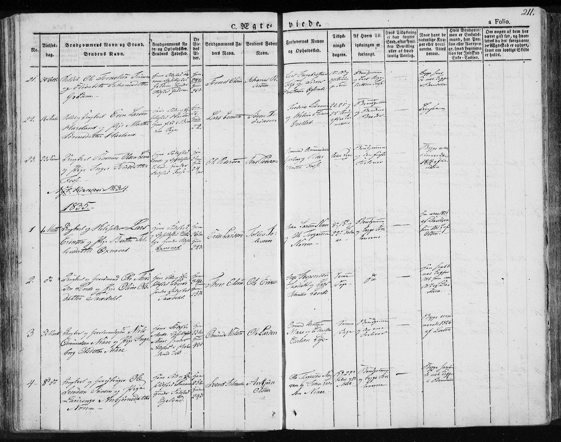 Lye sokneprestkontor, AV/SAST-A-101794/001/30BA/L0004: Parish register (official) no. A 4, 1826-1841, p. 211