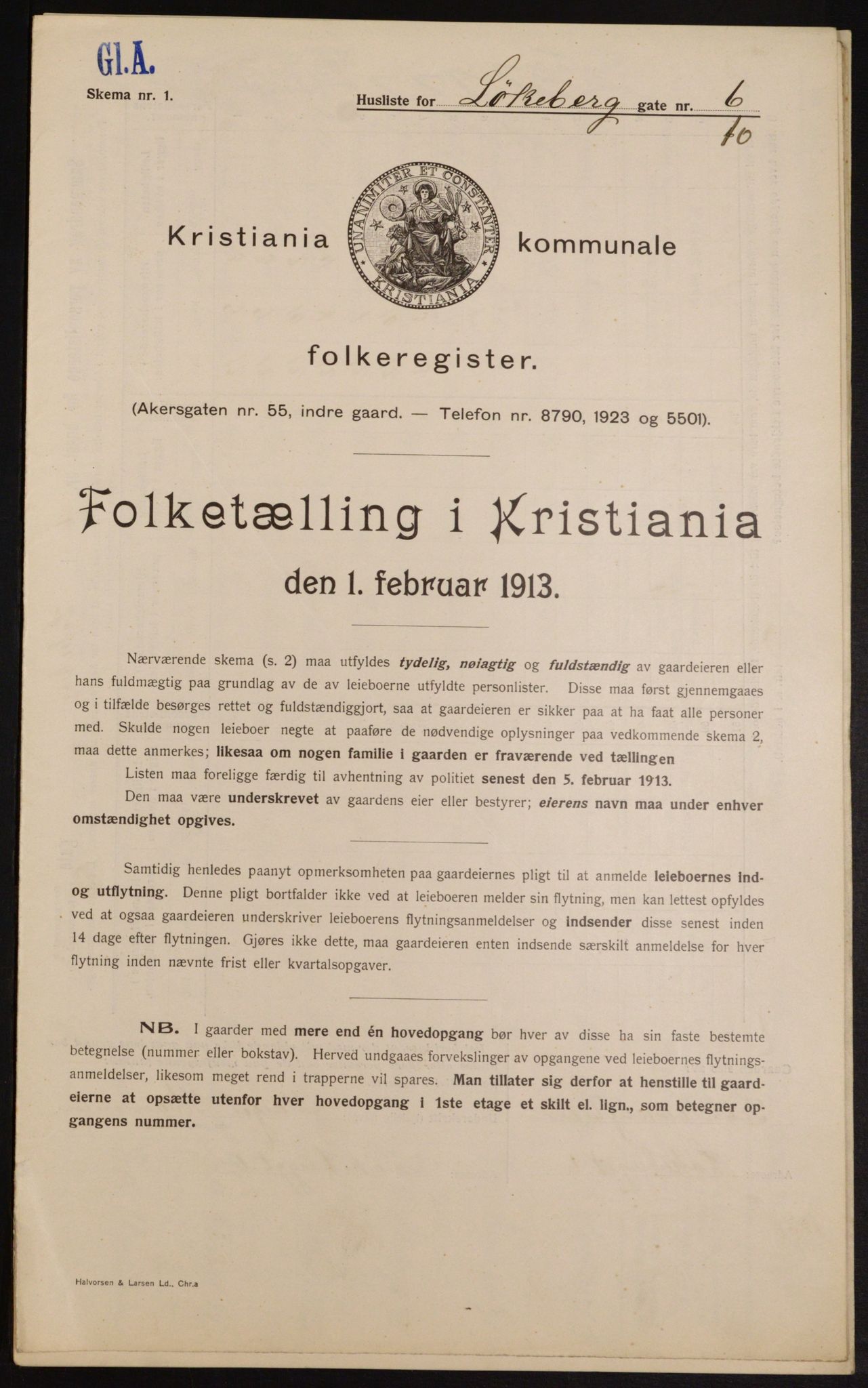 OBA, Municipal Census 1913 for Kristiania, 1913, p. 58365