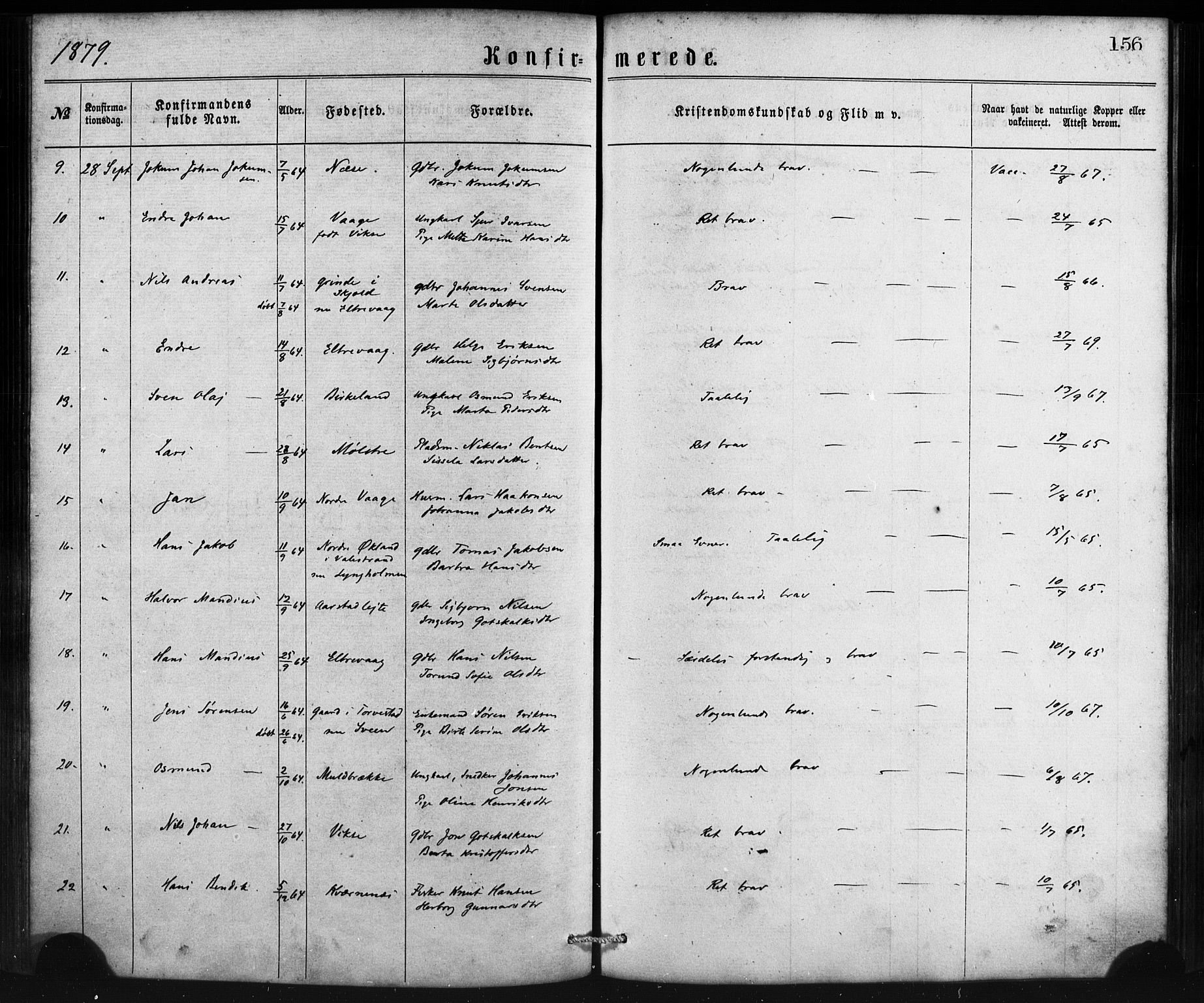 Sveio Sokneprestembete, SAB/A-78501/H/Haa: Parish register (official) no. B 1, 1870-1883, p. 156