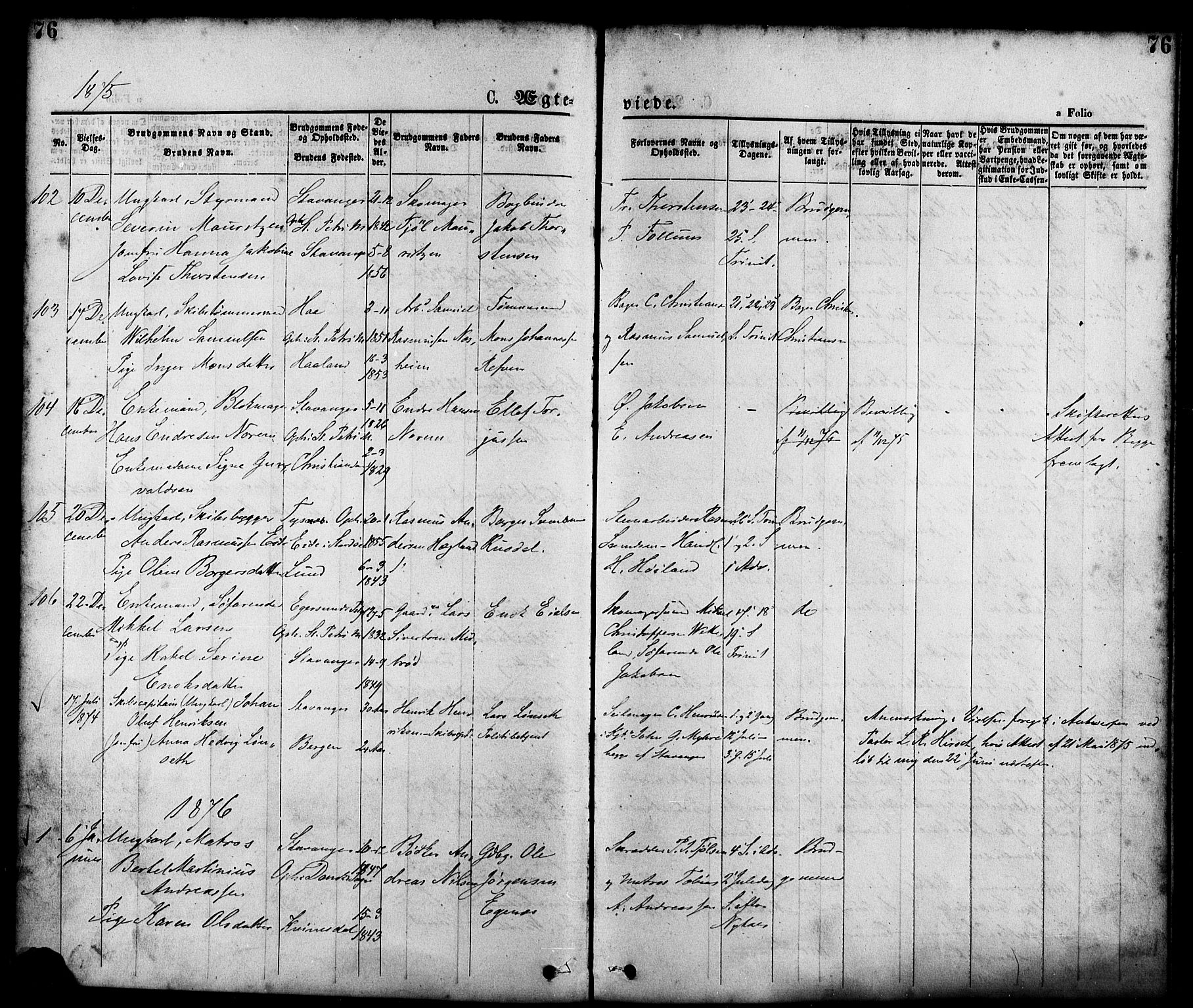 St. Petri sokneprestkontor, AV/SAST-A-101813/001/30/30BA/L0010: Parish register (official) no. A 10, 1869-1878, p. 76