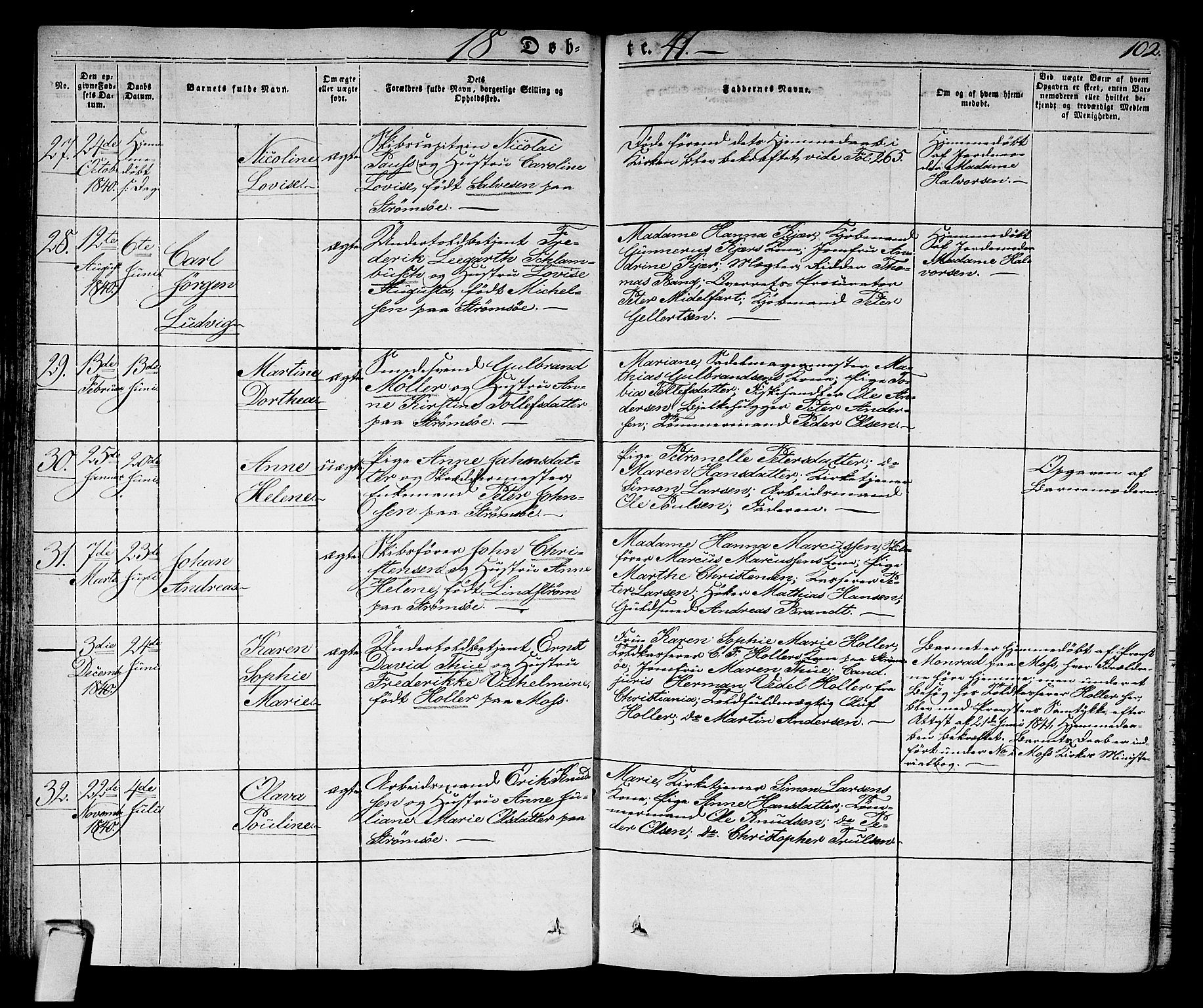 Strømsø kirkebøker, SAKO/A-246/F/Fa/L0012: Parish register (official) no. I 12, 1830-1847, p. 102