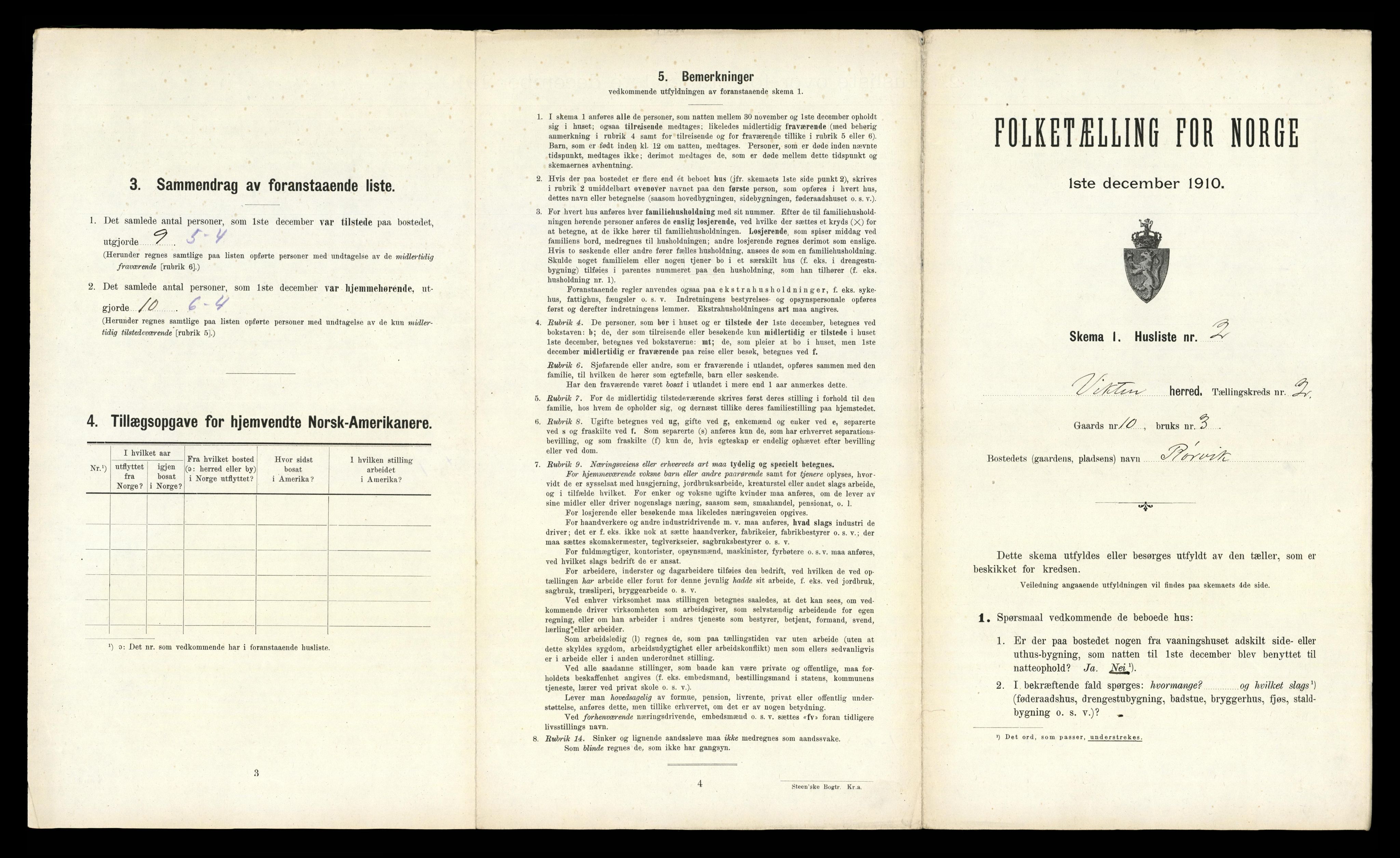 RA, 1910 census for Vikna, 1910, p. 133