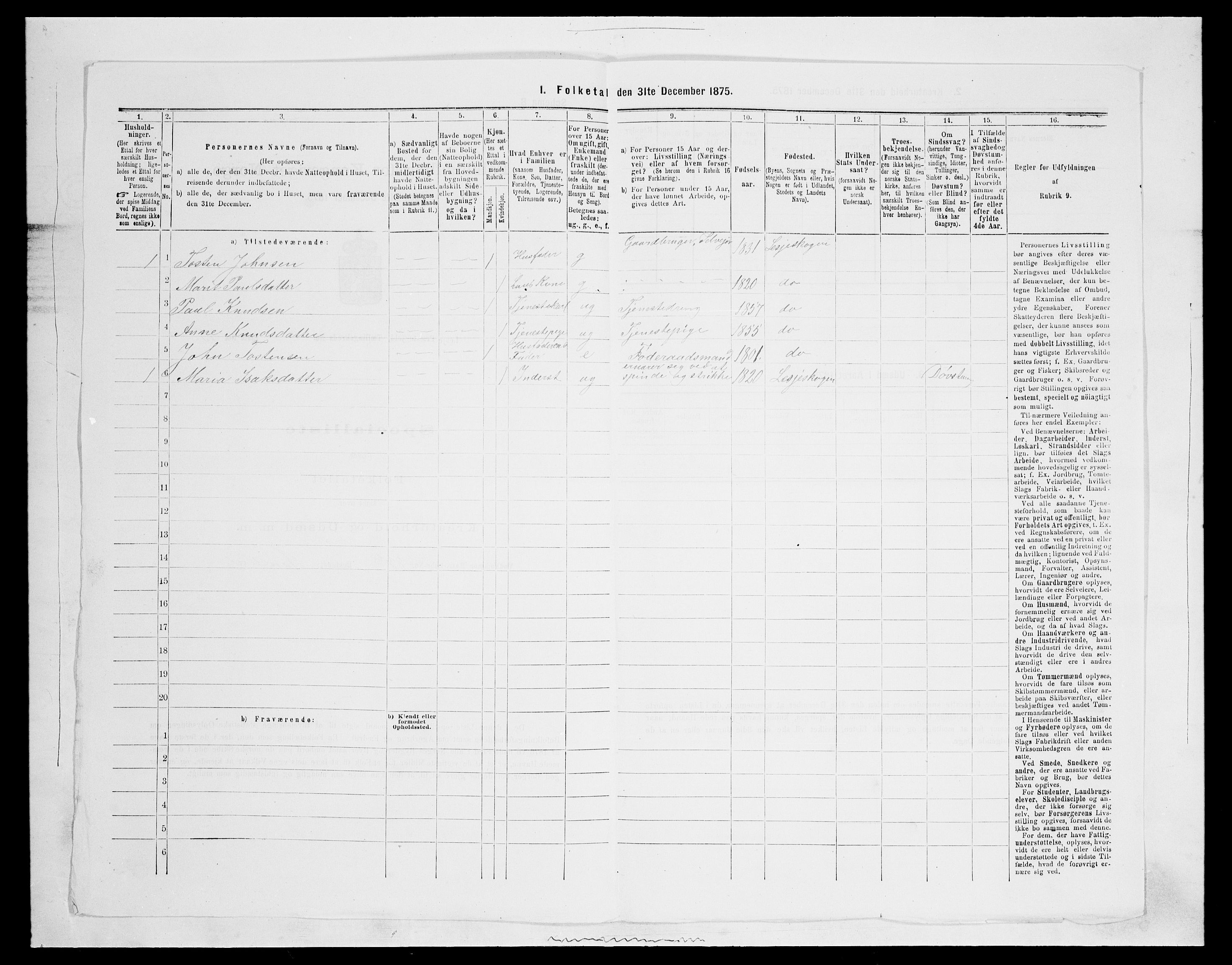 SAH, 1875 census for 0512P Lesja, 1875, p. 367