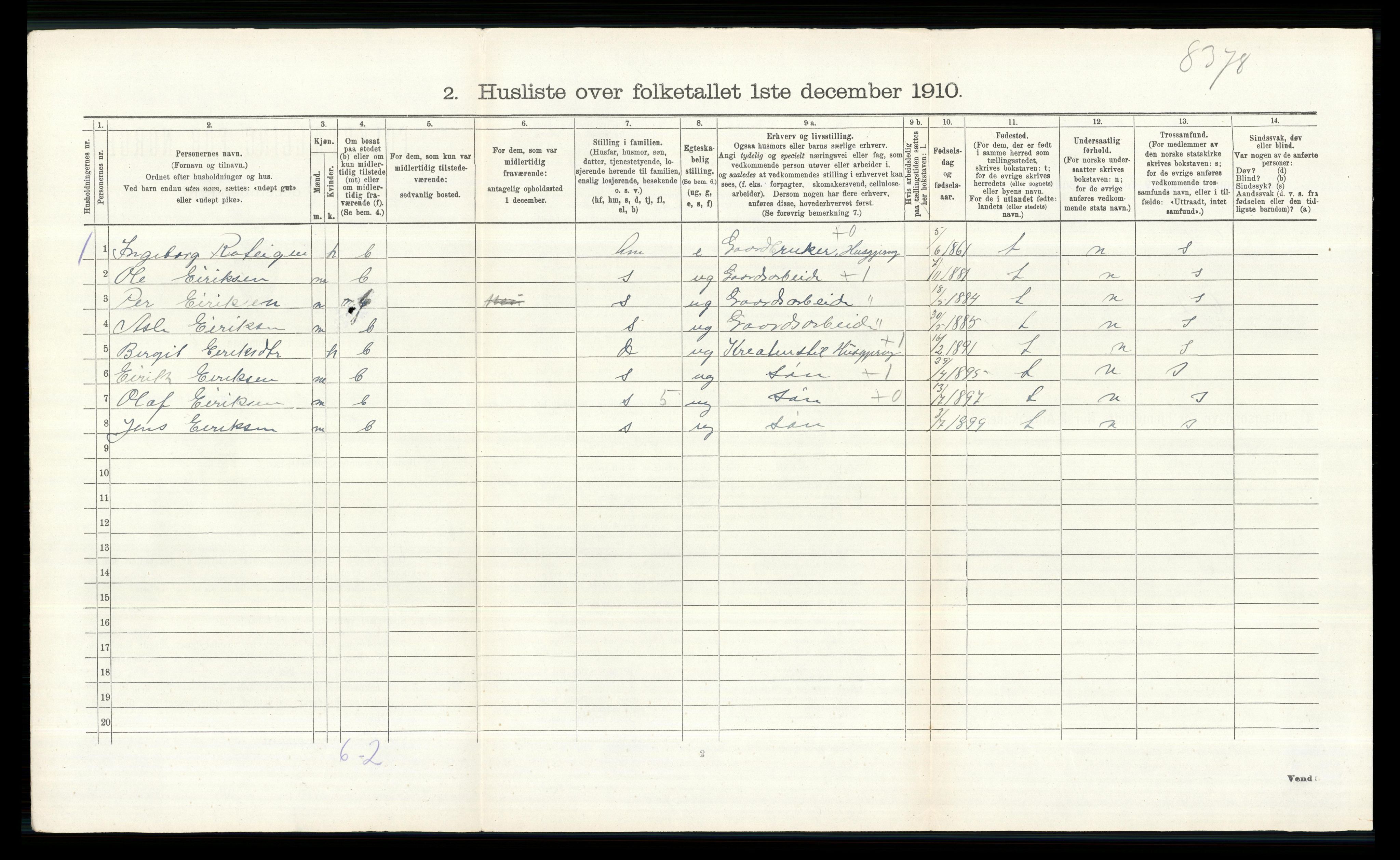RA, 1910 census for Gol, 1910, p. 797