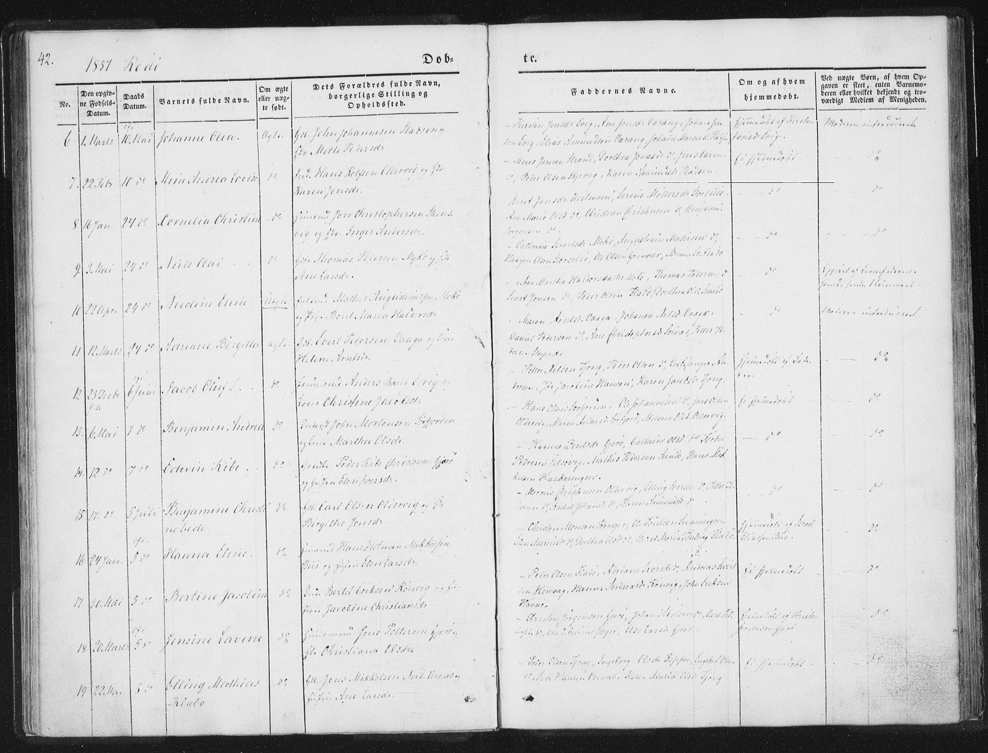 Ministerialprotokoller, klokkerbøker og fødselsregistre - Nordland, AV/SAT-A-1459/841/L0602: Parish register (official) no. 841A08 /1, 1845-1859, p. 42