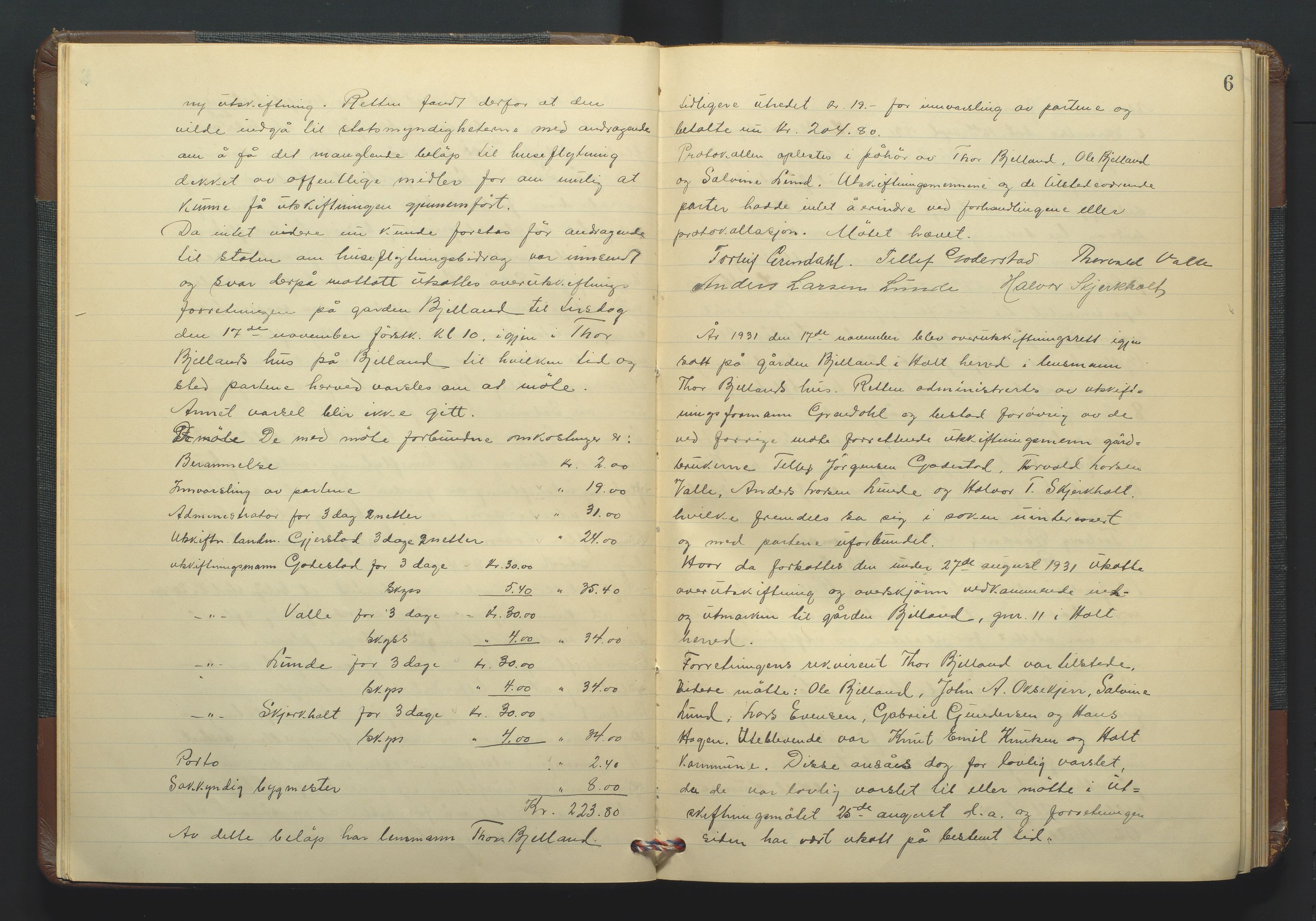 Jordskifteoverdommeren i Agder og Rogaland, AV/SAK-1541-0001/F/Fa/Faa/L0002: Overutskiftningsprotokoll Holt sorenskriveri nr 2, 1931-1971, p. 6