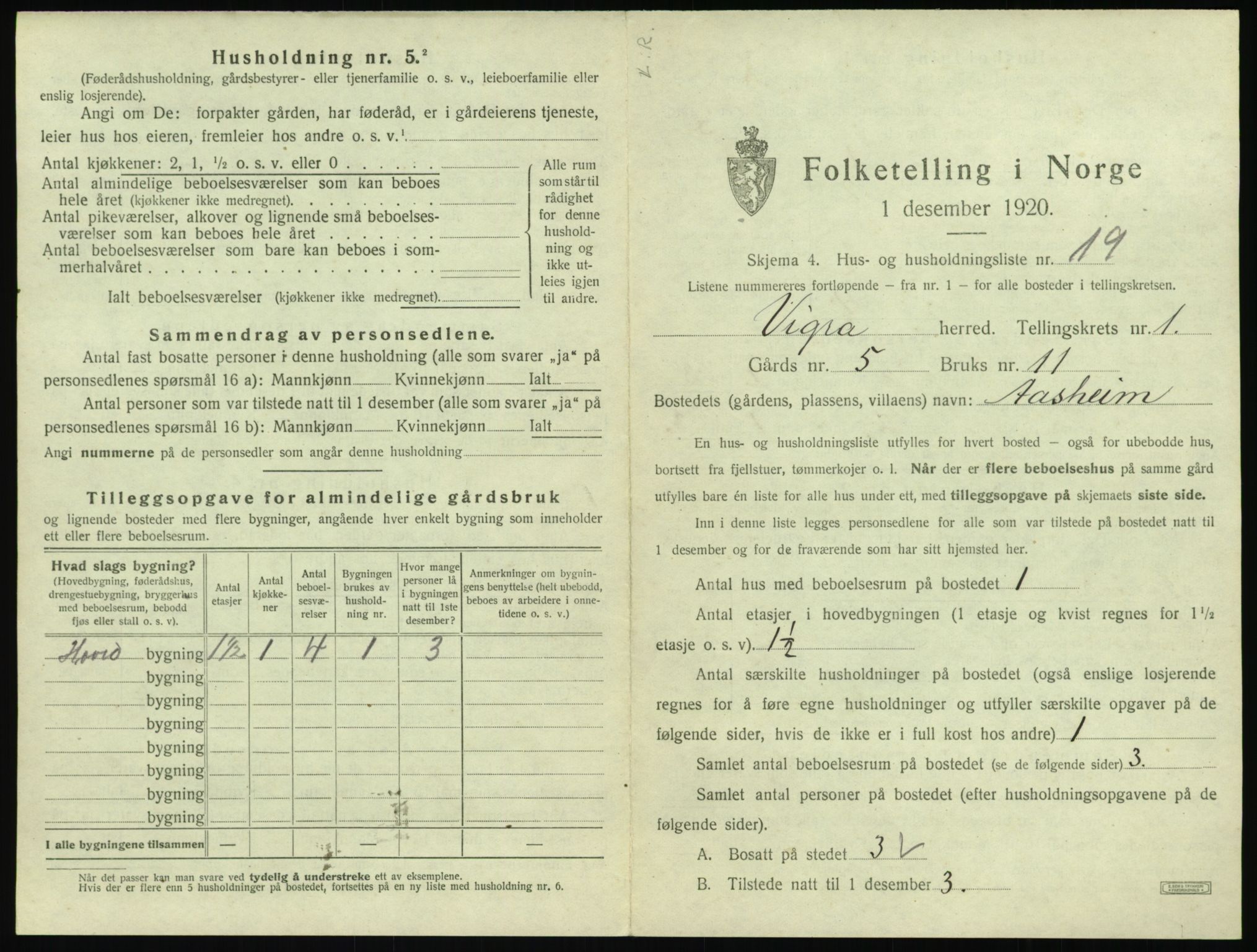 SAT, 1920 census for Vigra, 1920, p. 58