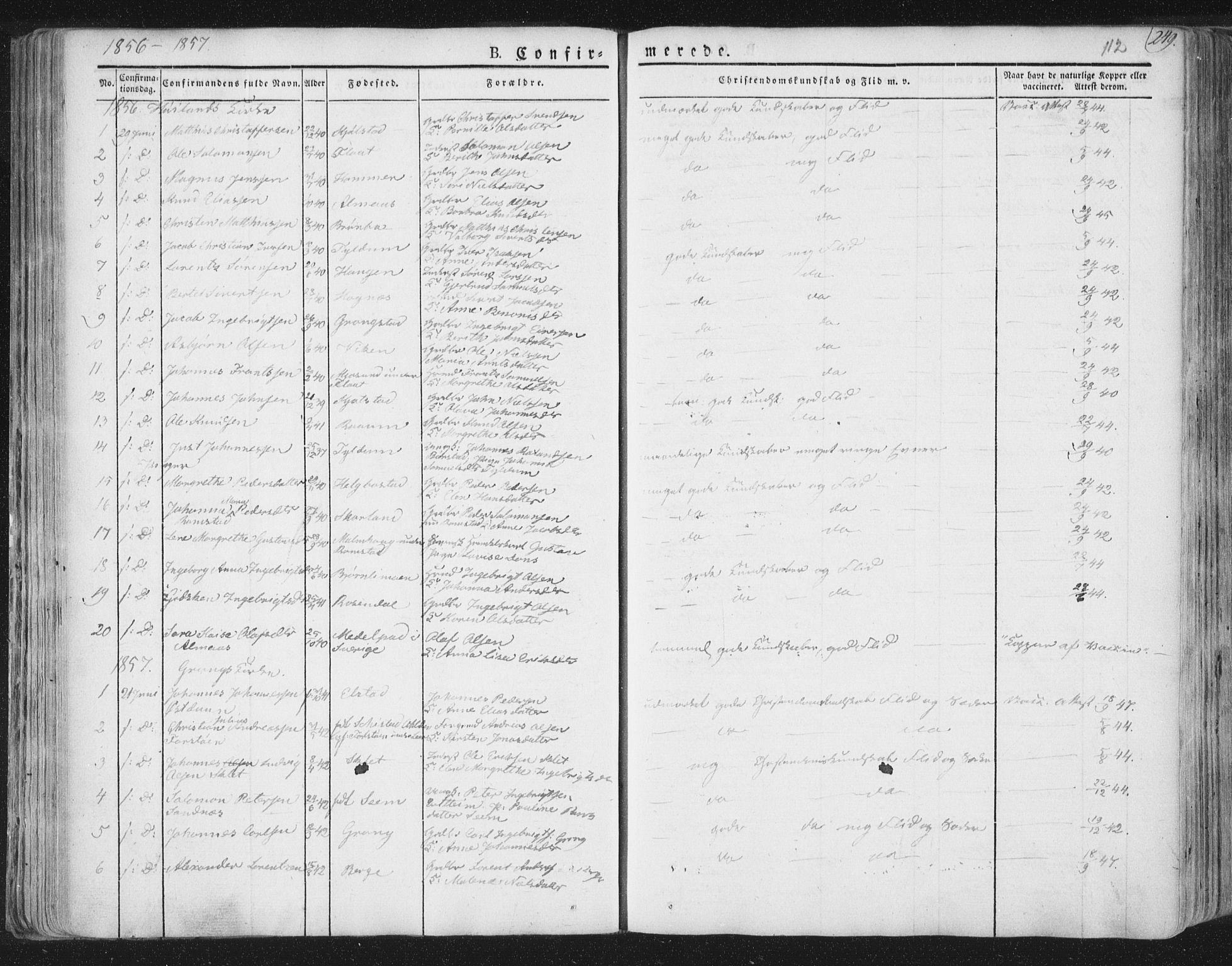 Ministerialprotokoller, klokkerbøker og fødselsregistre - Nord-Trøndelag, SAT/A-1458/758/L0513: Parish register (official) no. 758A02 /1, 1839-1868, p. 112