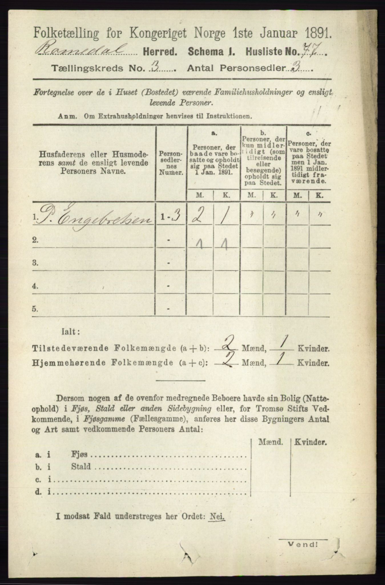 RA, 1891 census for 0416 Romedal, 1891, p. 1415