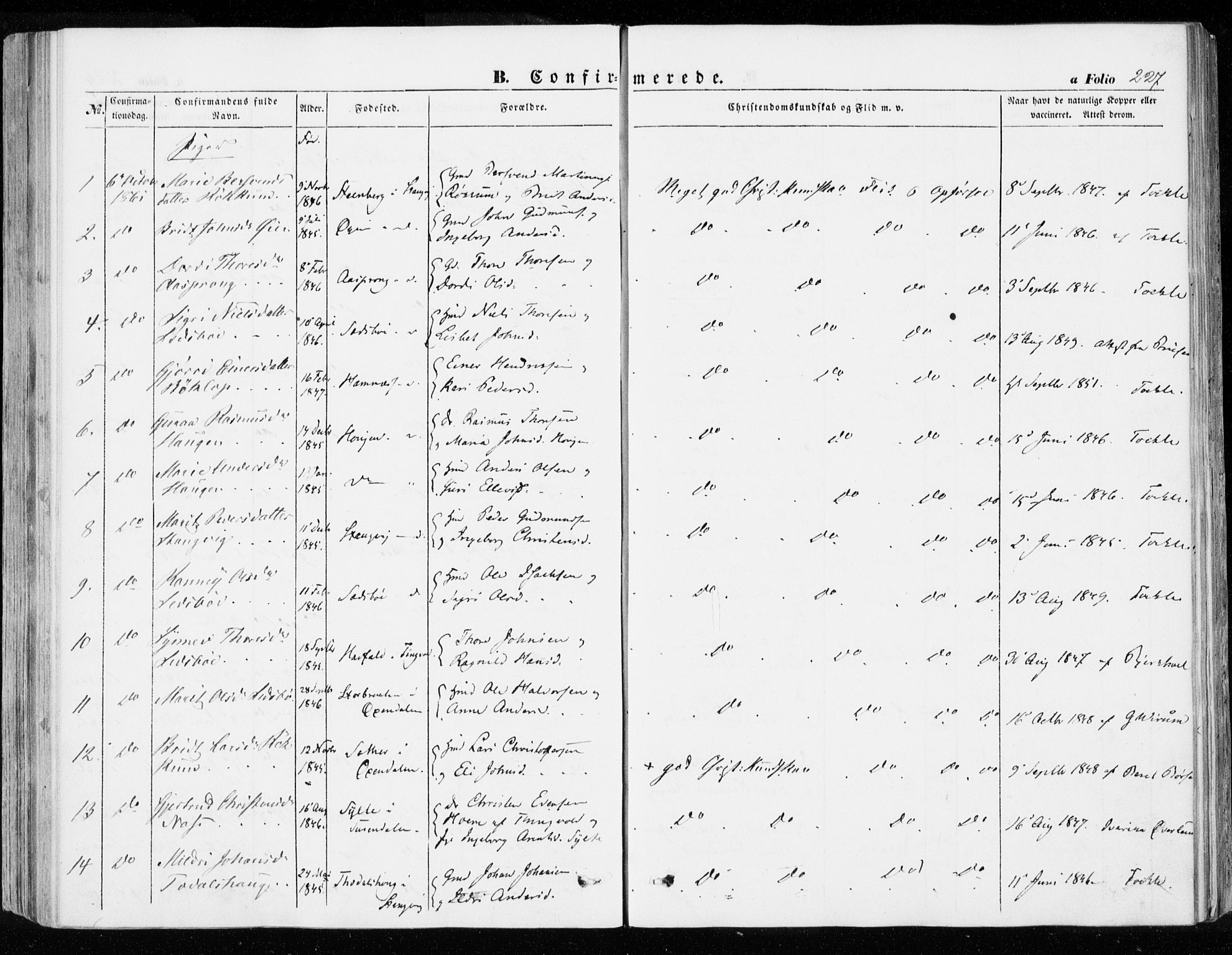 Ministerialprotokoller, klokkerbøker og fødselsregistre - Møre og Romsdal, AV/SAT-A-1454/592/L1026: Parish register (official) no. 592A04, 1849-1867, p. 227