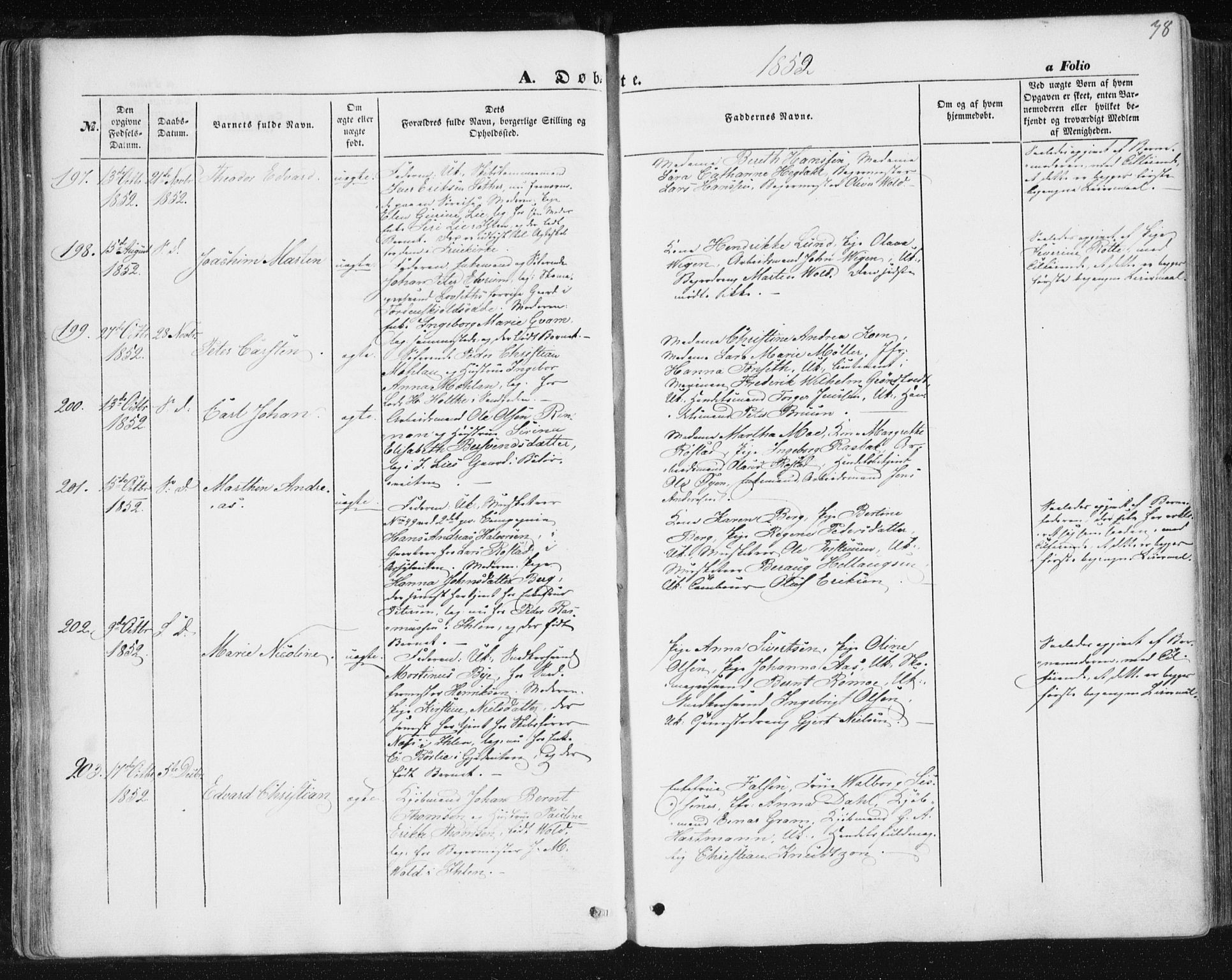 Ministerialprotokoller, klokkerbøker og fødselsregistre - Sør-Trøndelag, SAT/A-1456/602/L0112: Parish register (official) no. 602A10, 1848-1859, p. 38