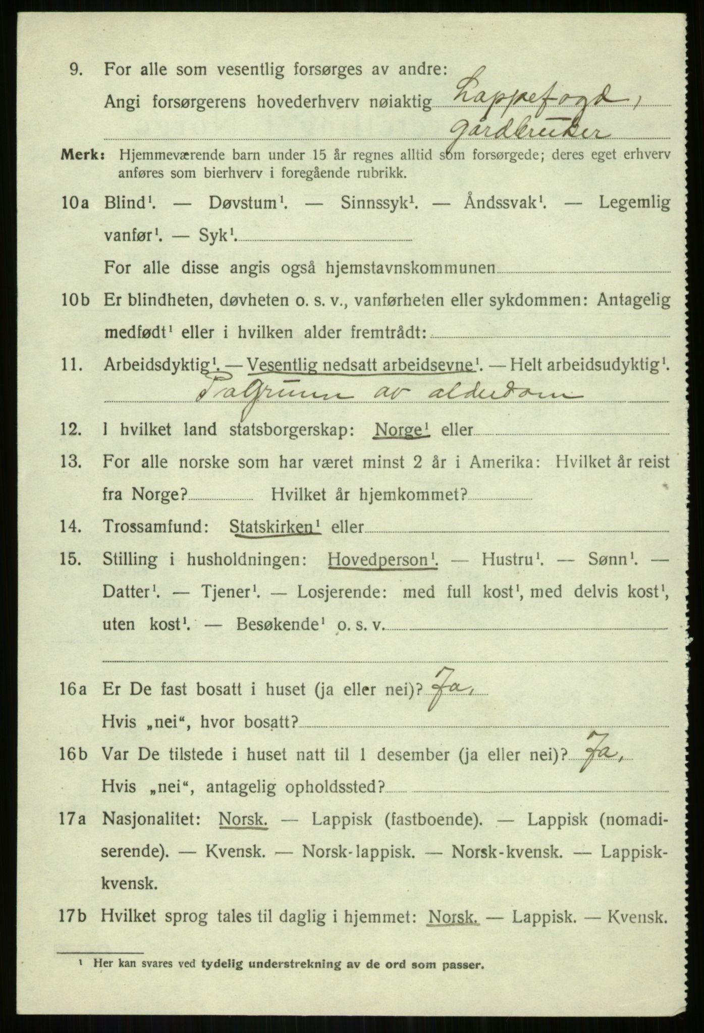 SATØ, 1920 census for Bardu, 1920, p. 2455