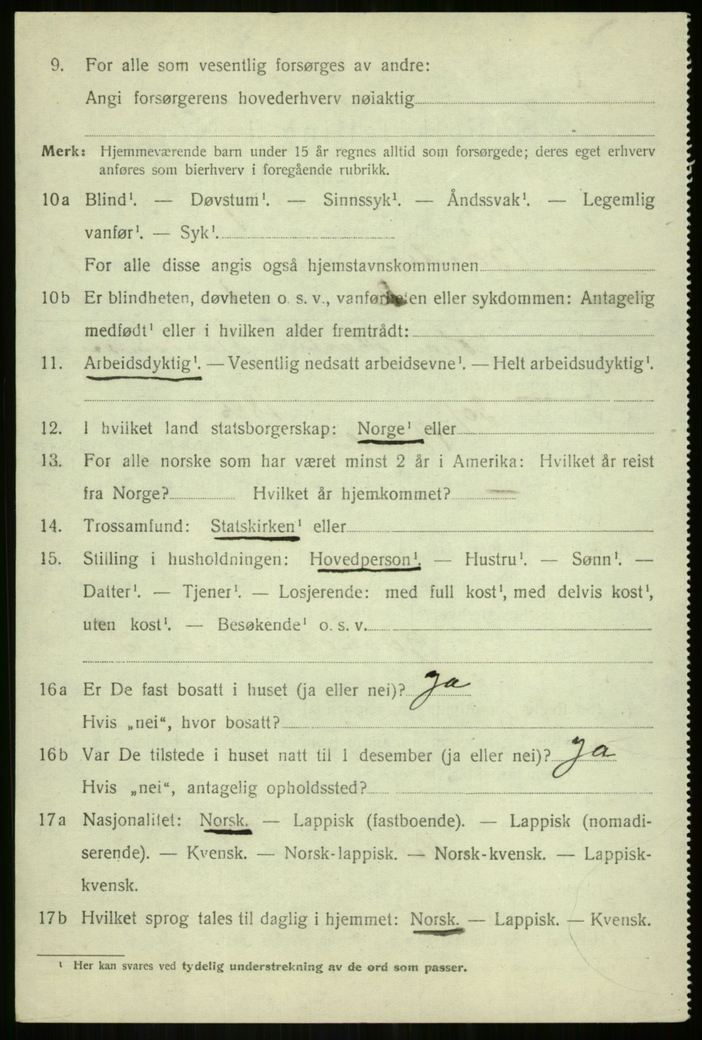 SATØ, 1920 census for Bardu, 1920, p. 640