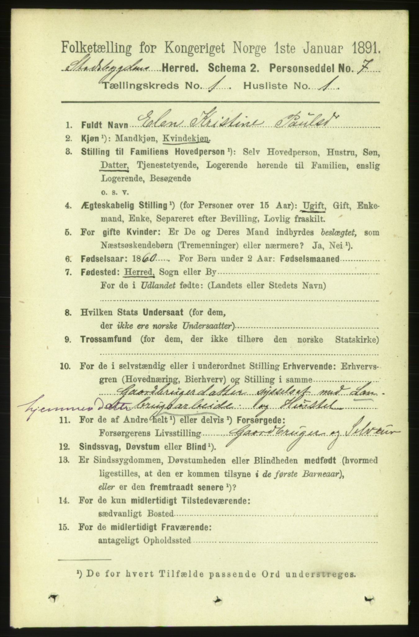 RA, 1891 census for 1625 Stadsbygd, 1891, p. 110