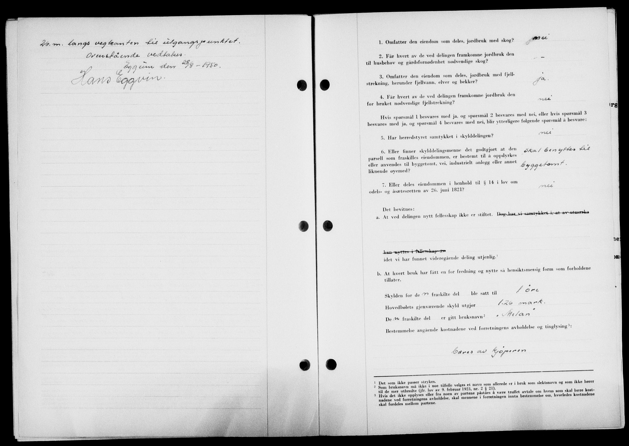 Lofoten sorenskriveri, SAT/A-0017/1/2/2C/L0024a: Mortgage book no. 24a, 1950-1950, Diary no: : 2425/1950