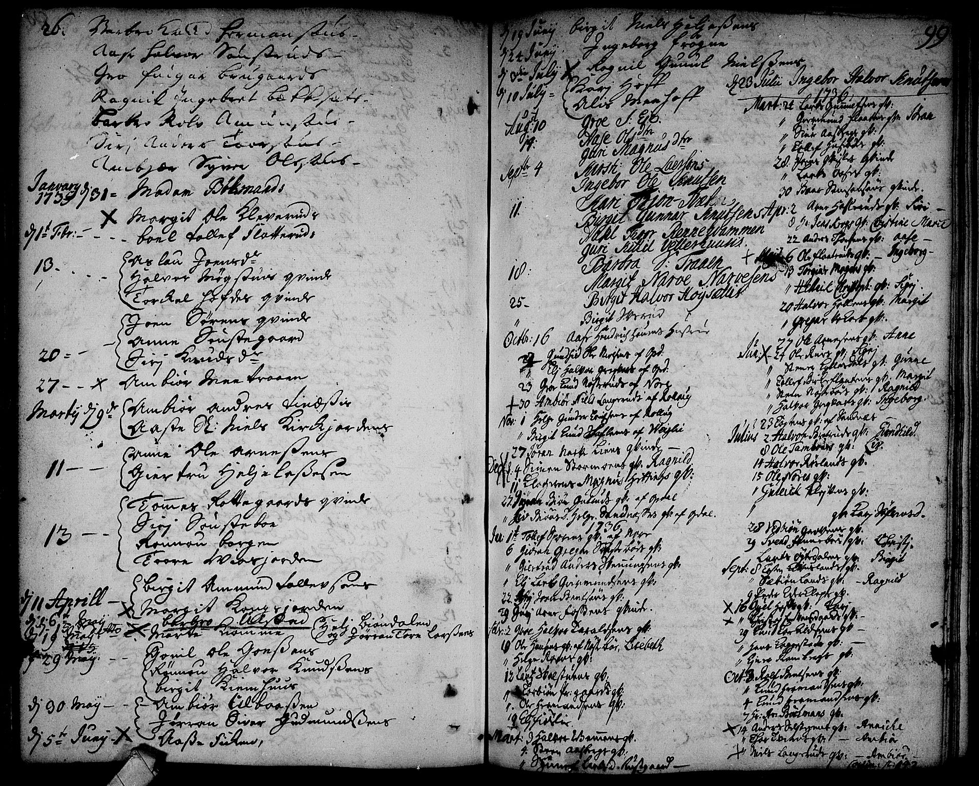 Rollag kirkebøker, SAKO/A-240/F/Fa/L0002: Parish register (official) no. I 2, 1714-1742, p. 99