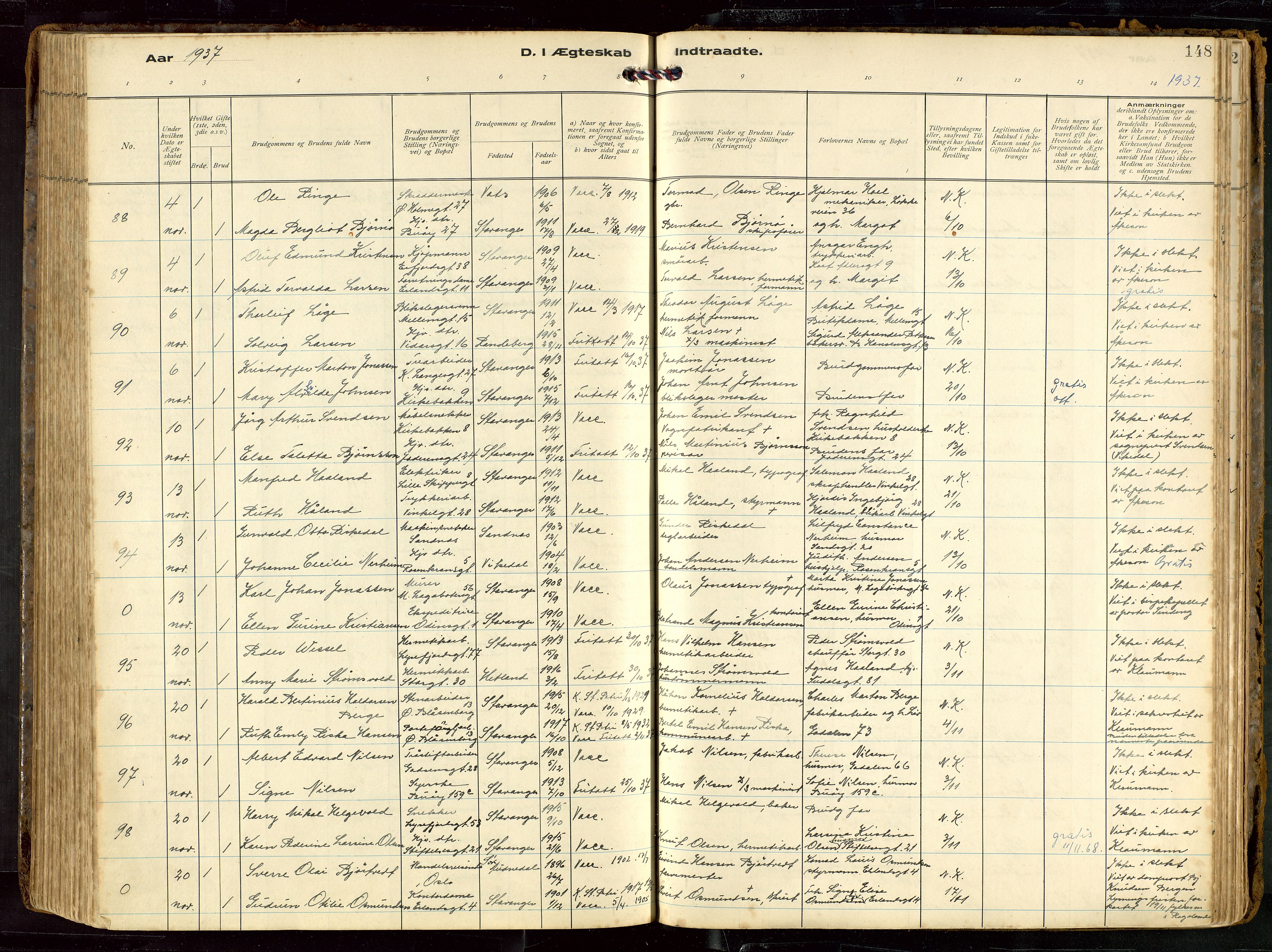 St. Petri sokneprestkontor, AV/SAST-A-101813/002/D/L0002: Parish register (official) no. A 27, 1921-1942, p. 148