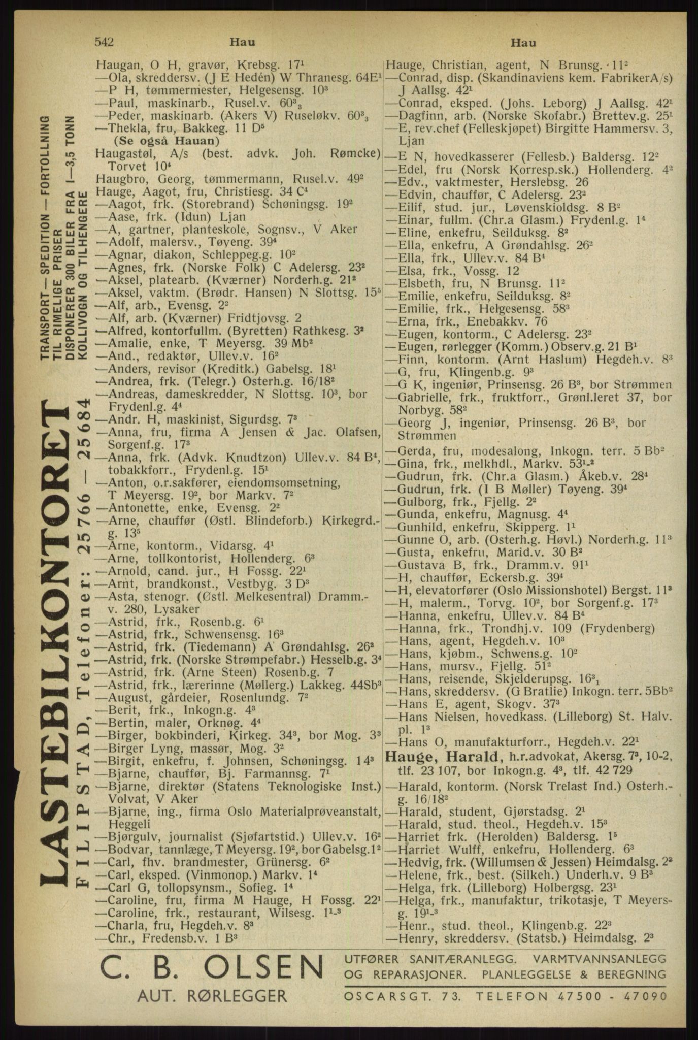 Kristiania/Oslo adressebok, PUBL/-, 1933, p. 542