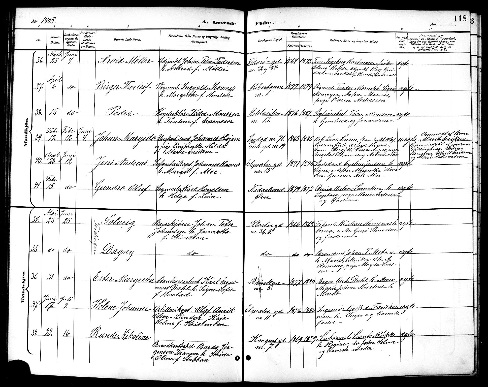 Ministerialprotokoller, klokkerbøker og fødselsregistre - Sør-Trøndelag, AV/SAT-A-1456/601/L0094: Parish register (copy) no. 601C12, 1898-1911, p. 118