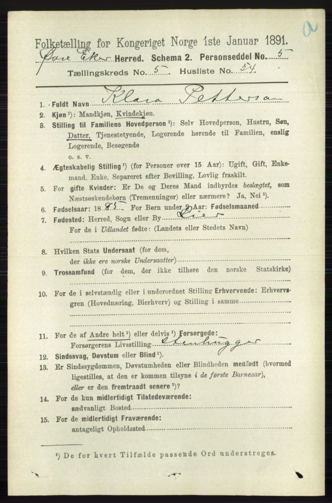 RA, 1891 census for 0624 Øvre Eiker, 1891, p. 2176