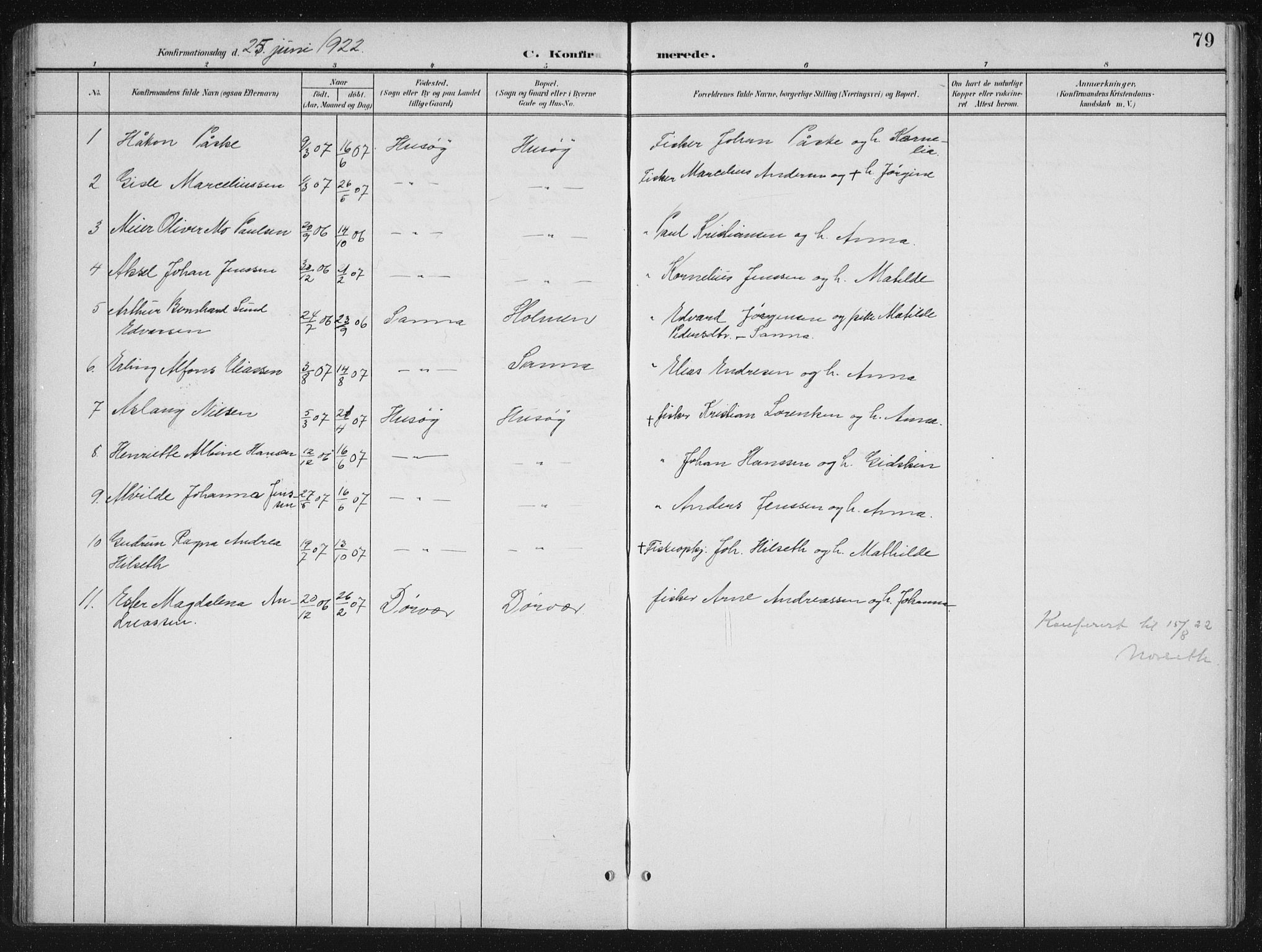 Ministerialprotokoller, klokkerbøker og fødselsregistre - Nordland, AV/SAT-A-1459/840/L0583: Parish register (copy) no. 840C03, 1901-1933, p. 79