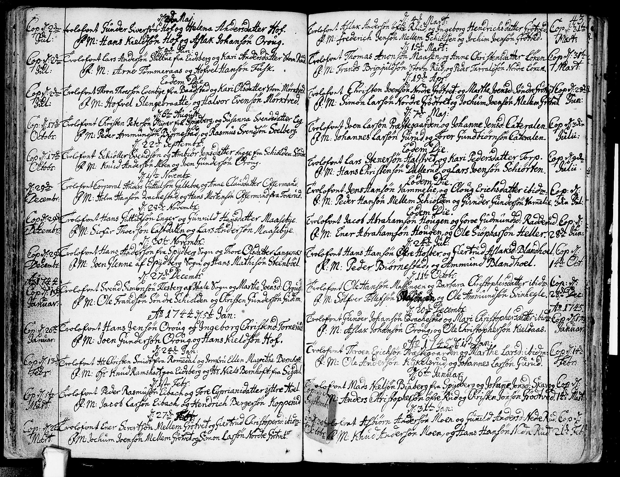Askim prestekontor Kirkebøker, SAO/A-10900/F/Fa/L0001: Parish register (official) no. 1, 1733-1757, p. 43