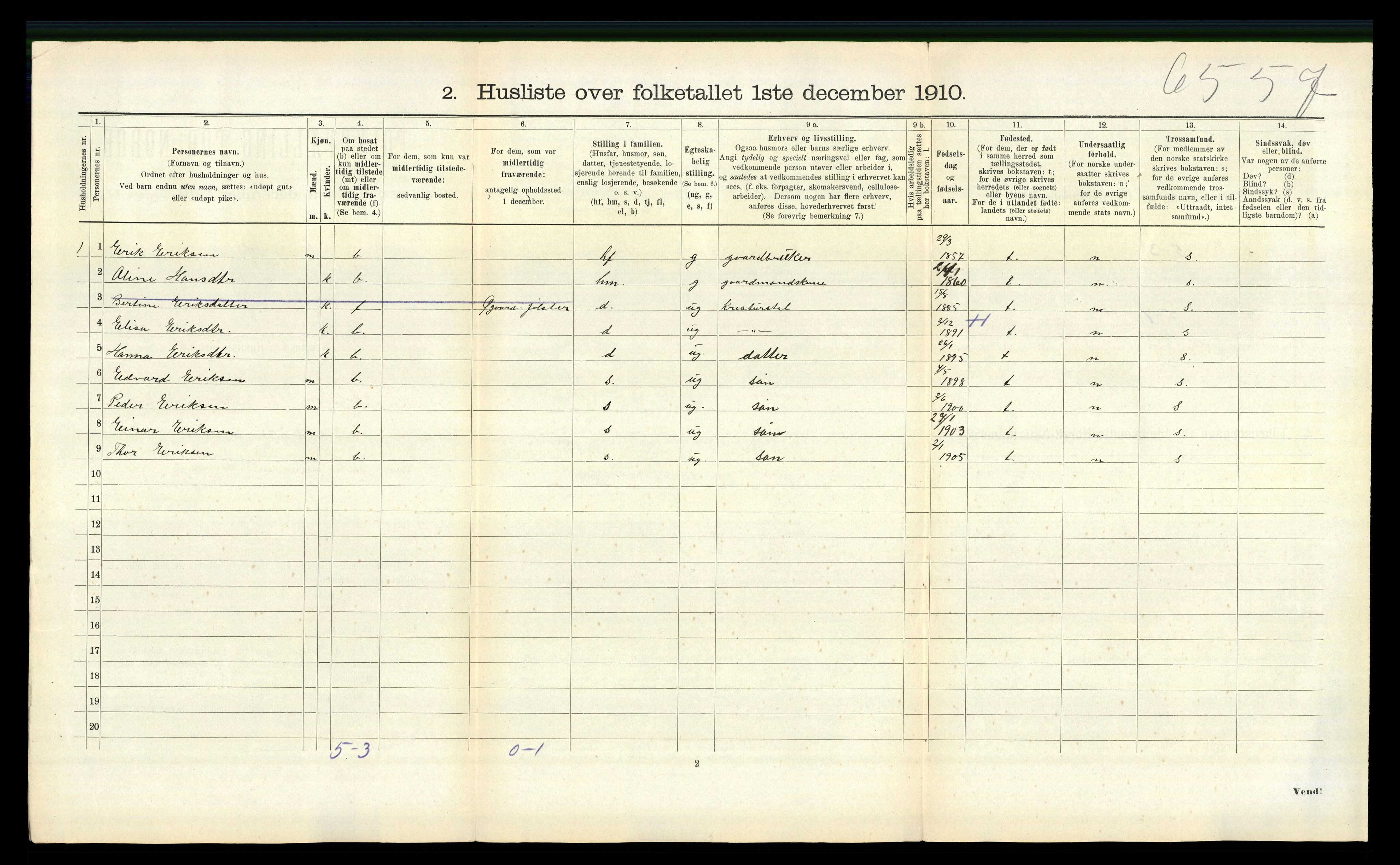 RA, 1910 census for Jølster, 1910, p. 123