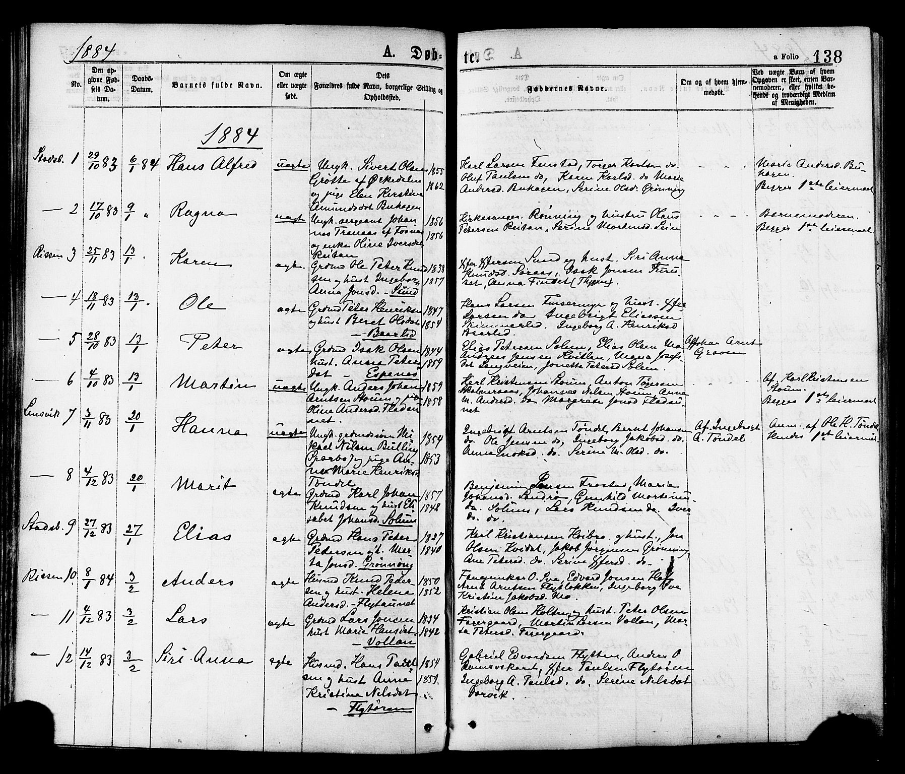 Ministerialprotokoller, klokkerbøker og fødselsregistre - Sør-Trøndelag, SAT/A-1456/646/L0613: Parish register (official) no. 646A11, 1870-1884, p. 138