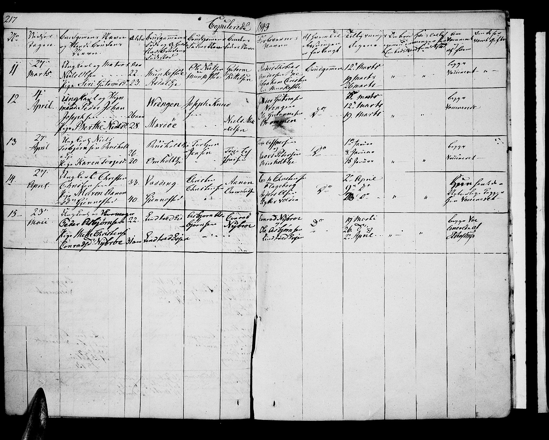 Øyestad sokneprestkontor, AV/SAK-1111-0049/F/Fb/L0005: Parish register (copy) no. B 5, 1833-1843, p. 217