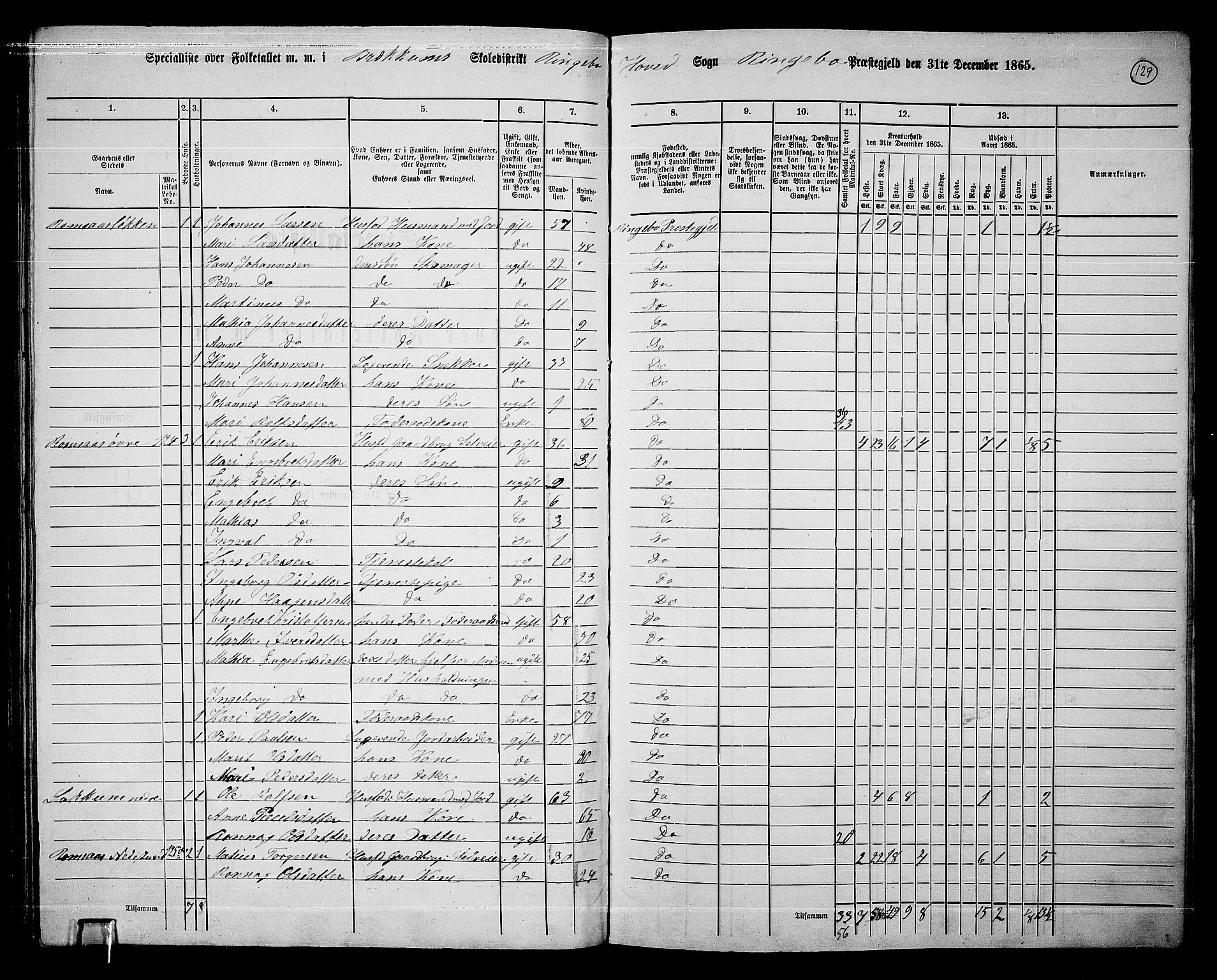 RA, 1865 census for Ringebu, 1865, p. 107