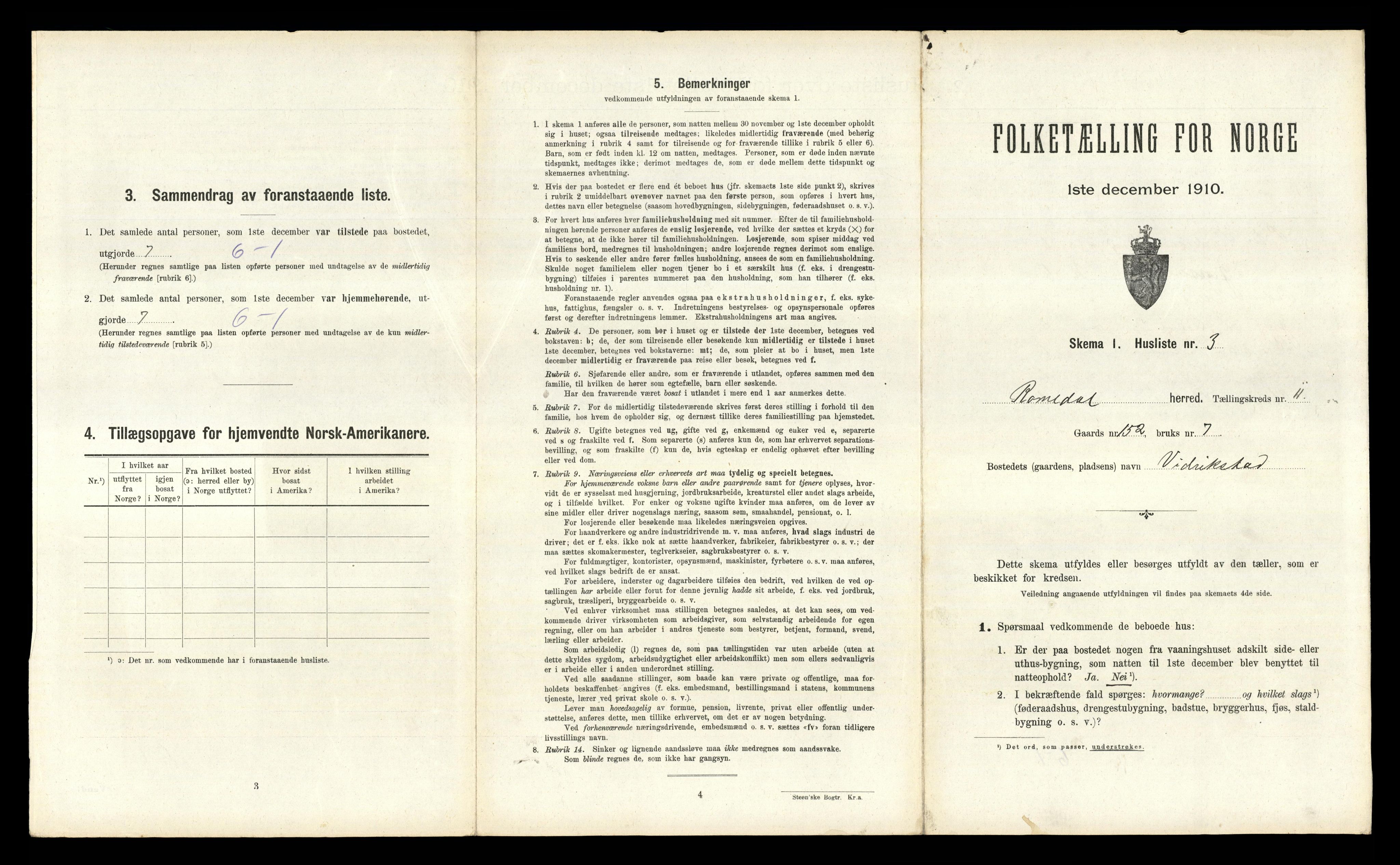 RA, 1910 census for Romedal, 1910, p. 1681