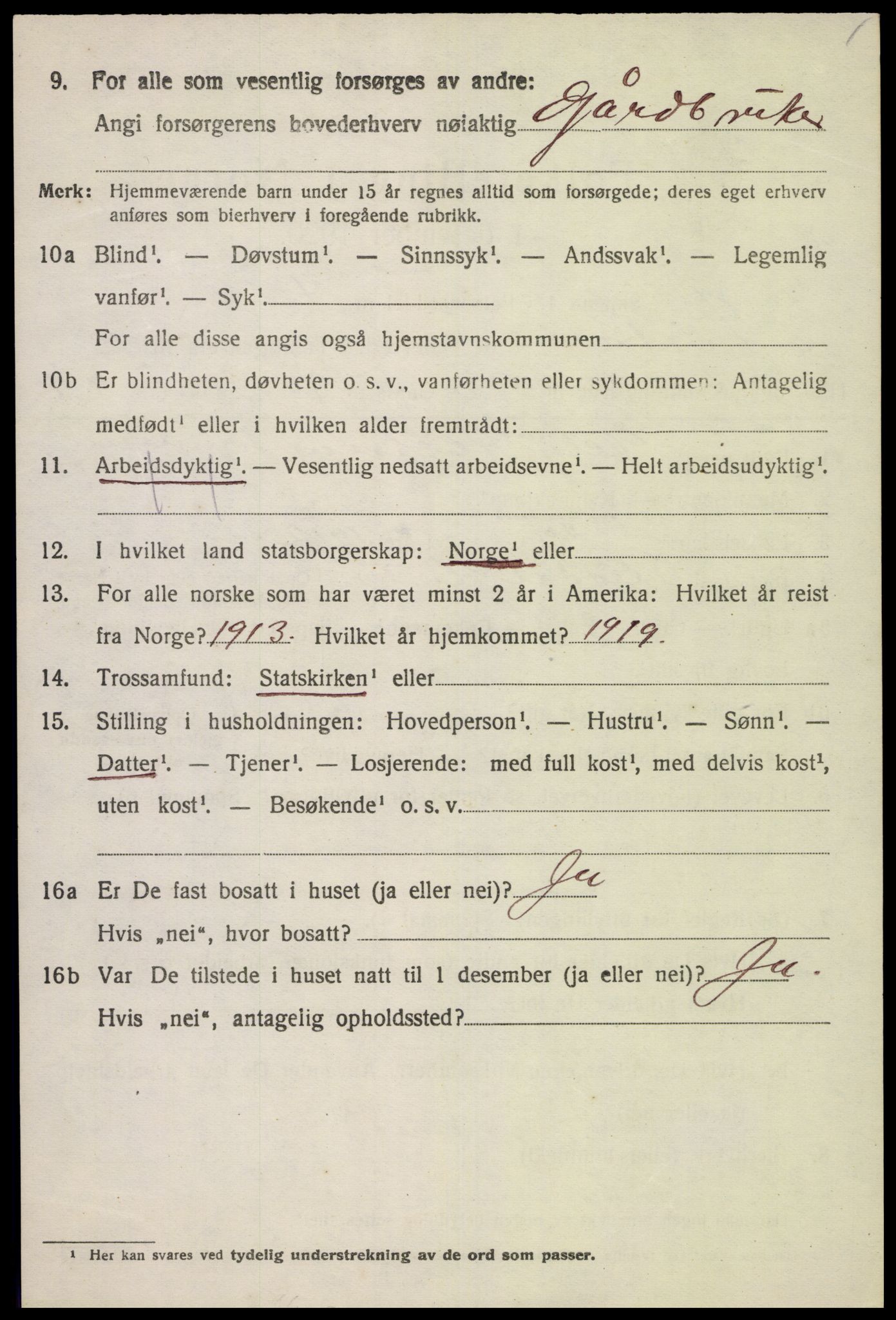 SAK, 1920 census for Lista, 1920, p. 10944