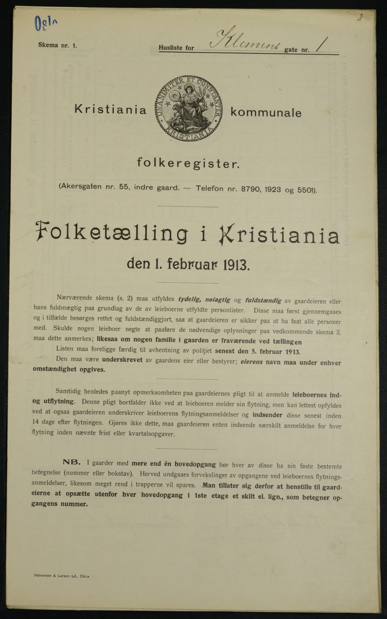 OBA, Municipal Census 1913 for Kristiania, 1913, p. 12812