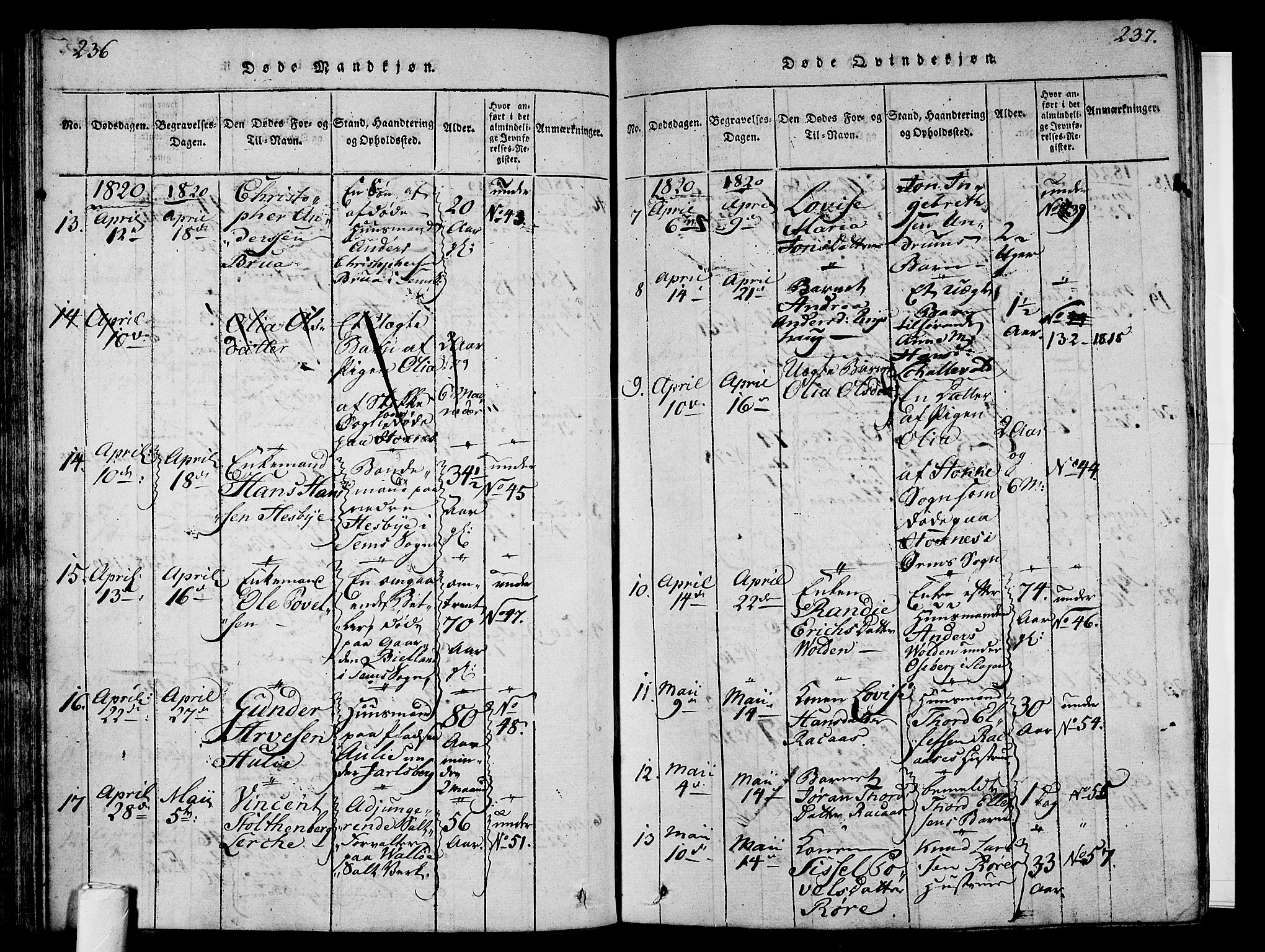 Sem kirkebøker, AV/SAKO-A-5/F/Fa/L0004: Parish register (official) no. I 4, 1814-1825, p. 236-237