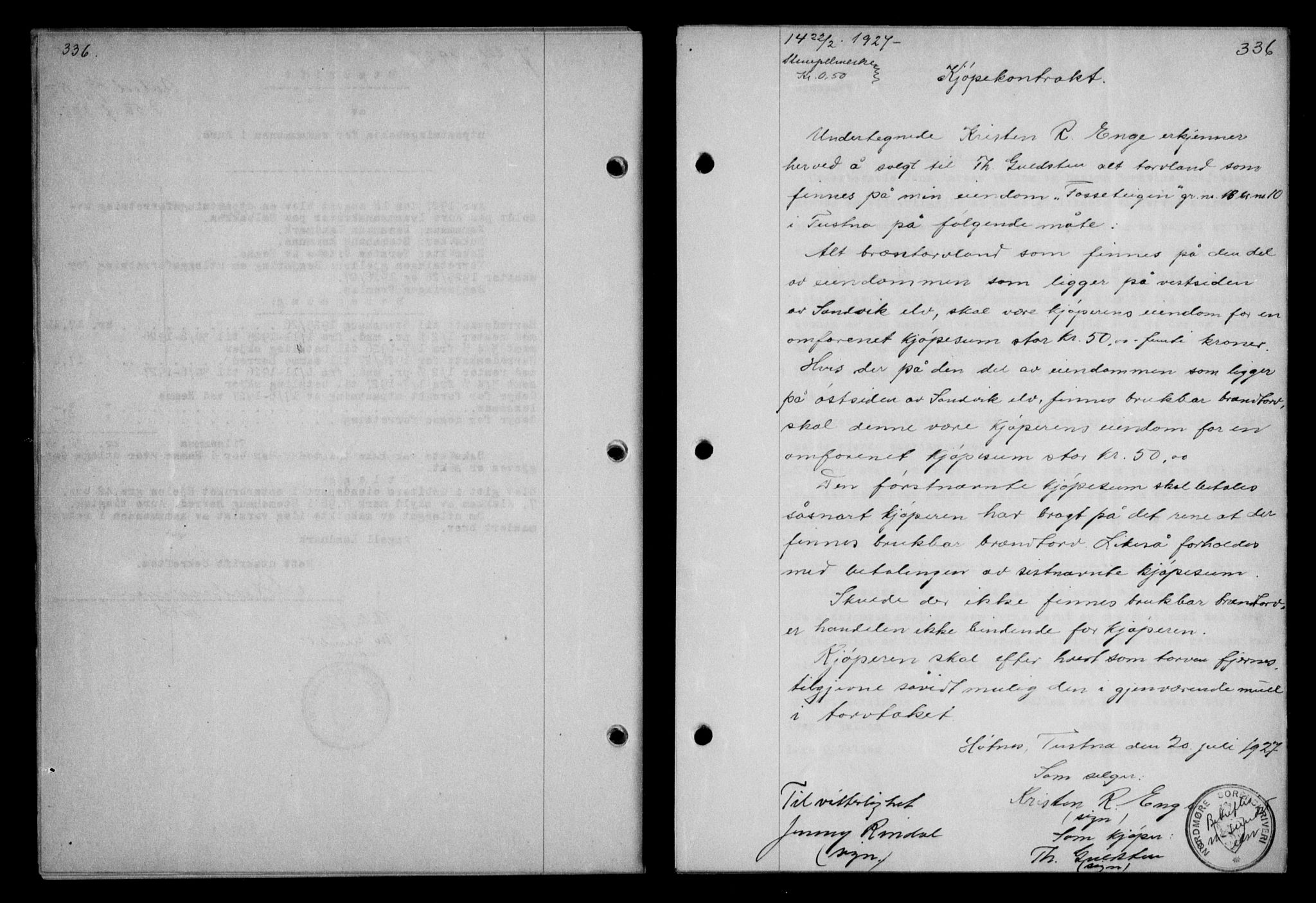 Nordmøre sorenskriveri, AV/SAT-A-4132/1/2/2Ca/L0062: Mortgage book no. 52, 1927-1927, Deed date: 22.08.1927