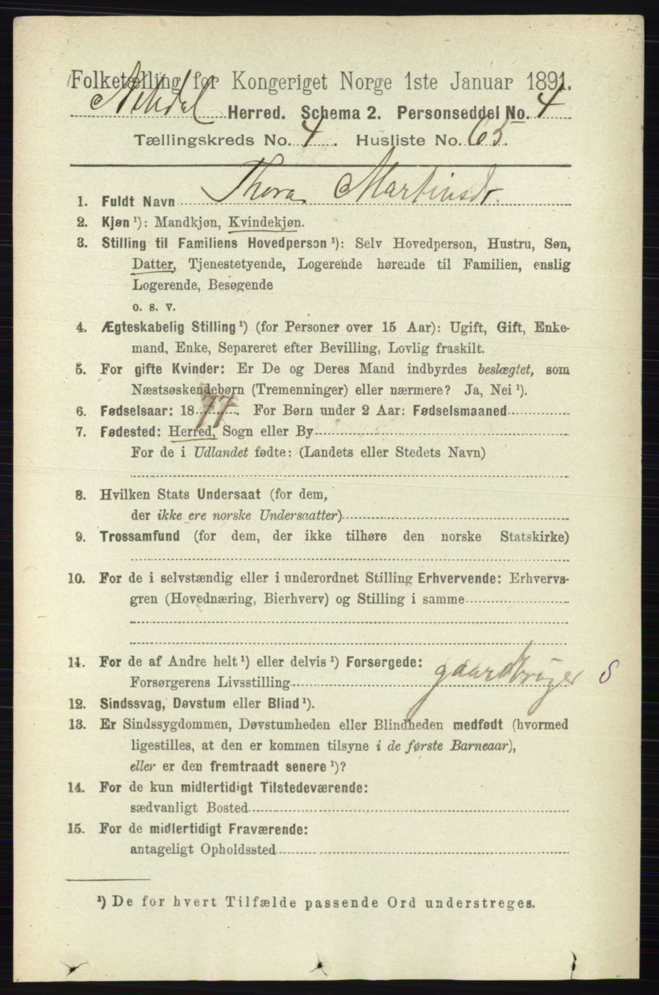 RA, 1891 census for 0233 Nittedal, 1891, p. 2057